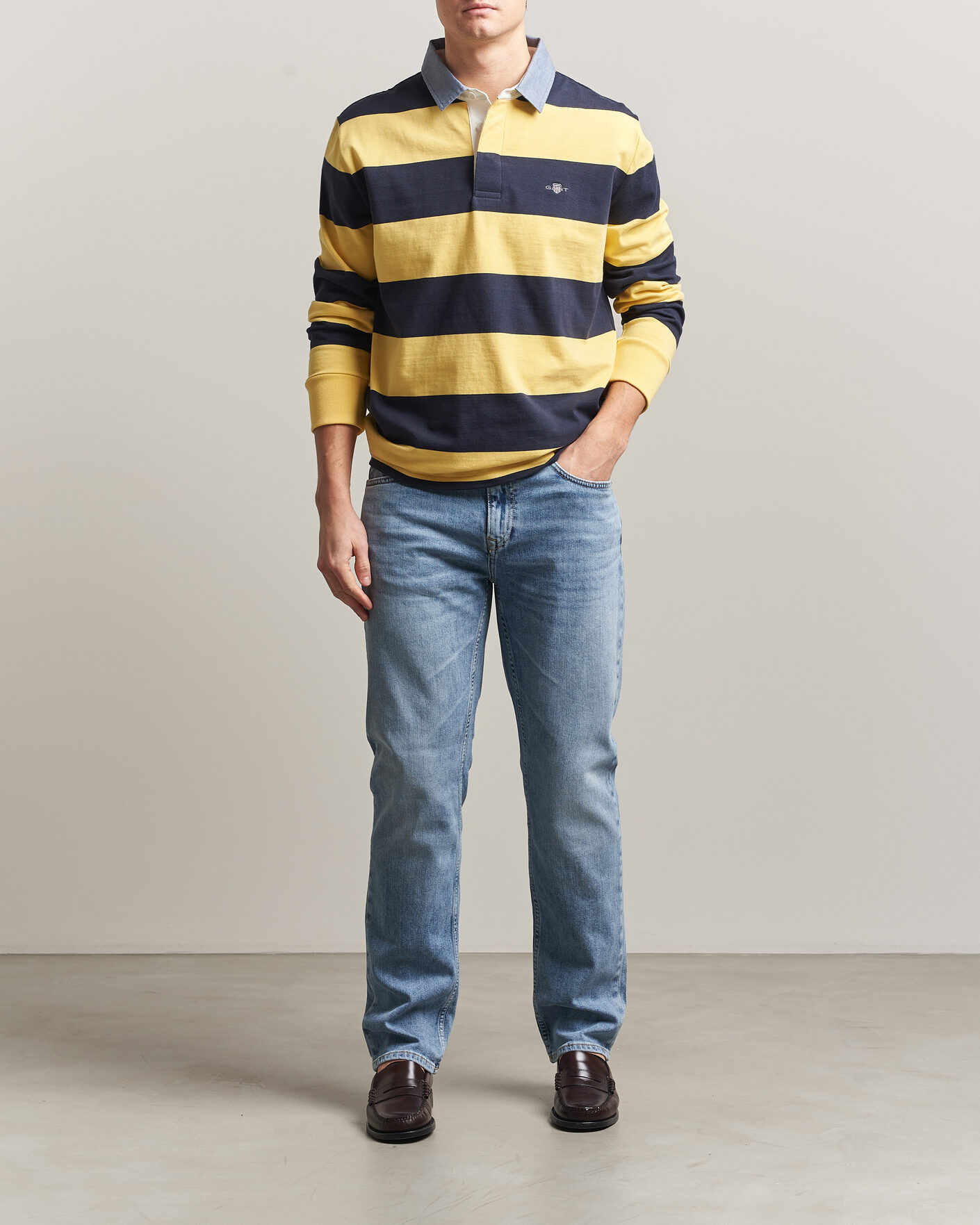 Heren | Broeken | Gant | Regular Fit Jeans Semi Light Blue Worn In