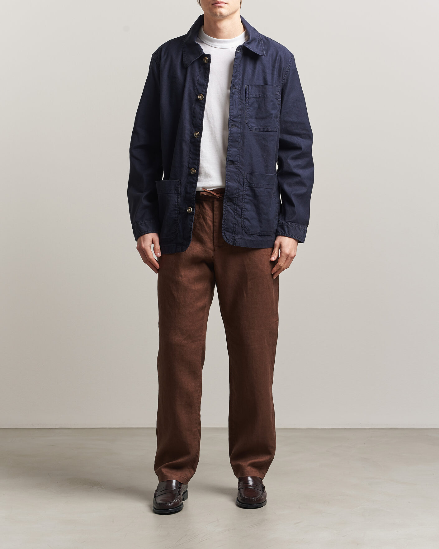 Heren | Broeken | Gant | Regular Fit Linen Drawstring Pants Mahogany Brown