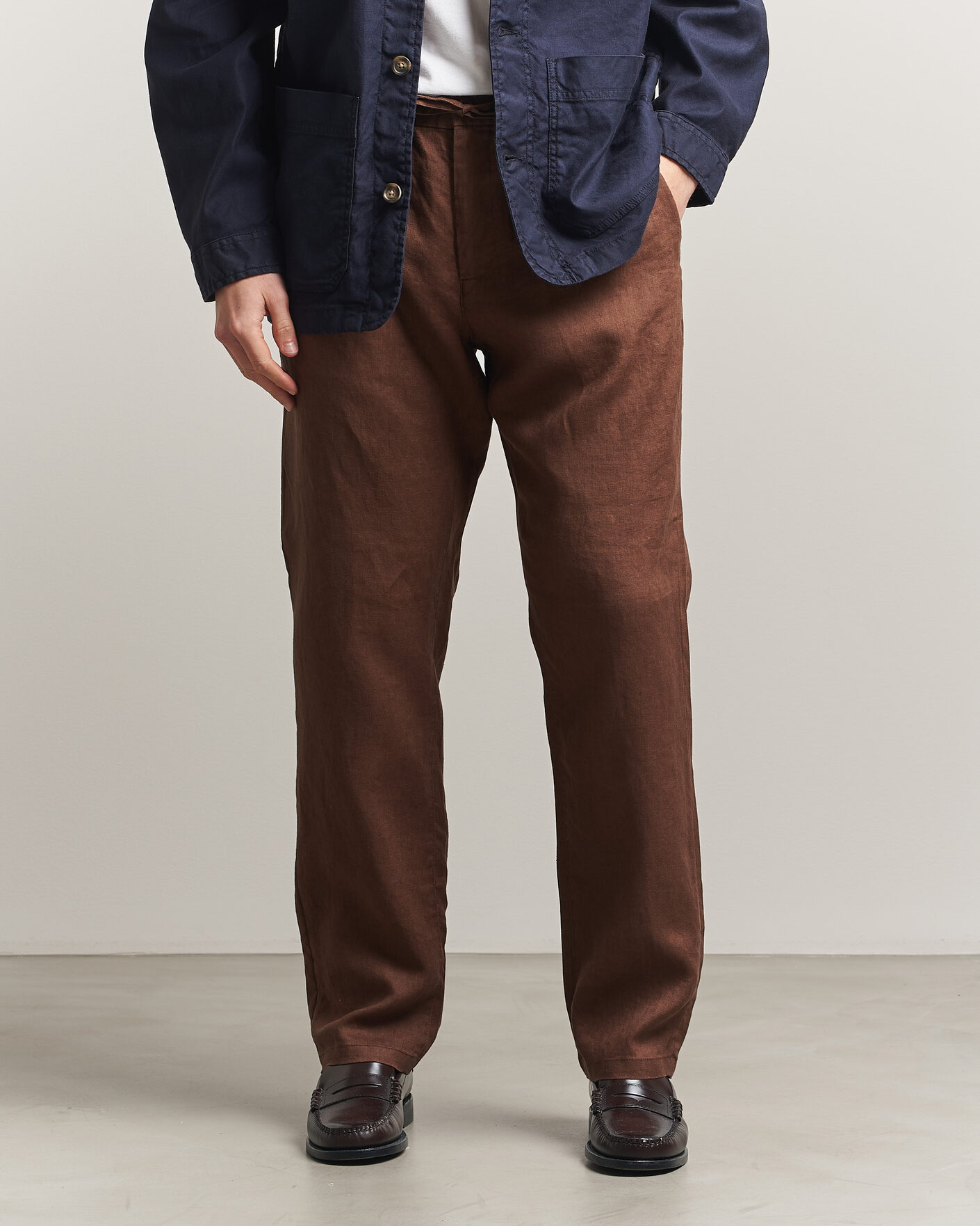 Heren | Broeken | Gant | Regular Fit Linen Drawstring Pants Mahogany Brown
