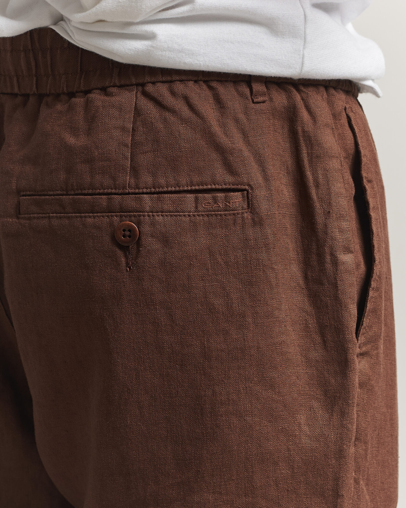 Heren | Broeken | Gant | Regular Fit Linen Drawstring Pants Mahogany Brown