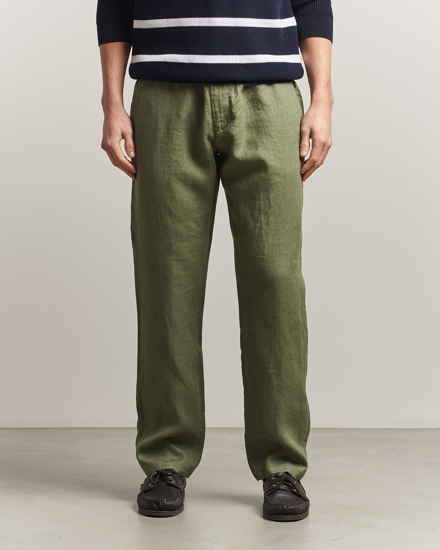 Heren | Broeken | Gant | Regular Fit Linen Drawstring Pants Dry Herb Green