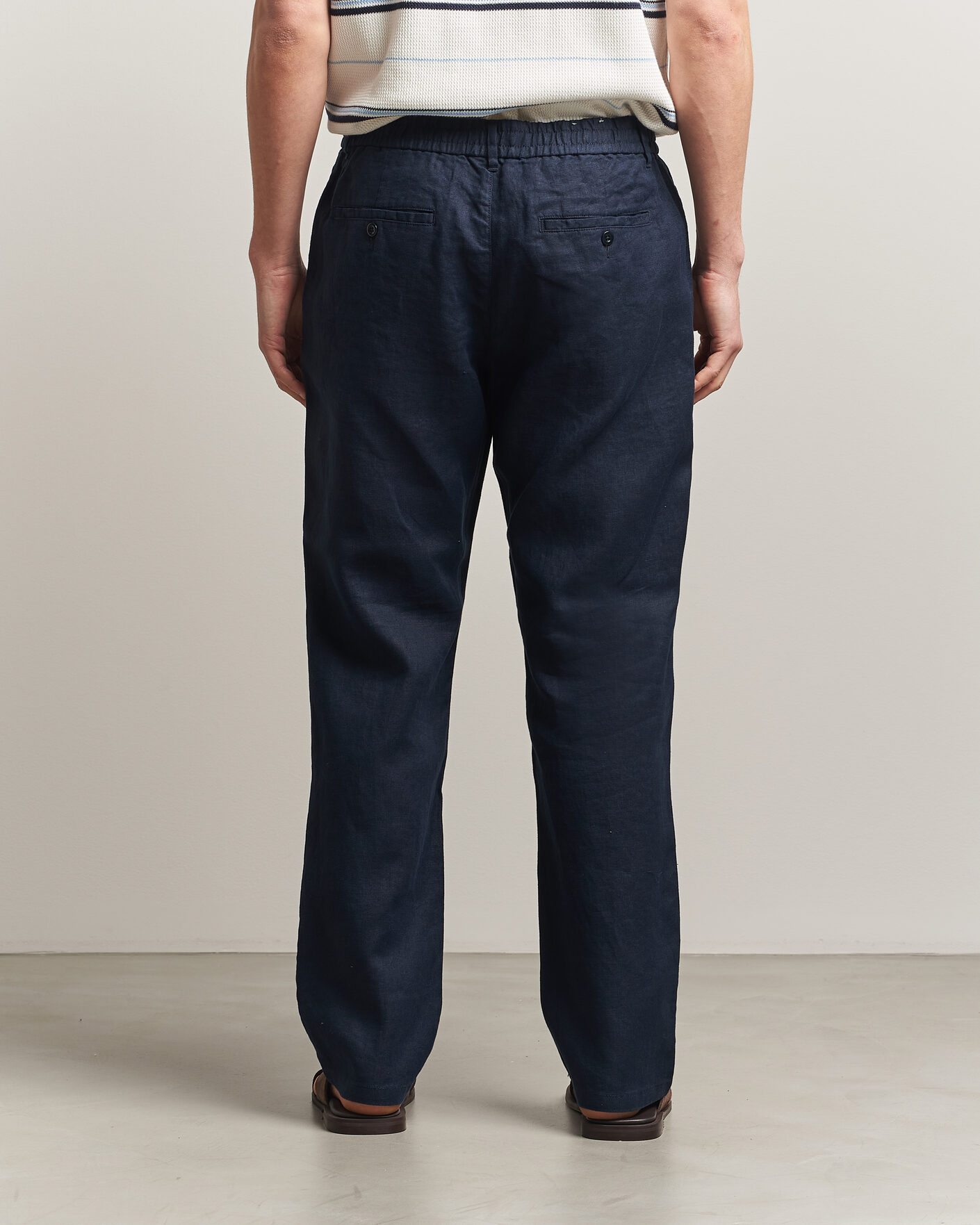 Heren | Broeken | Gant | Regular Fit Linen Drawstring Pants Evening Blue