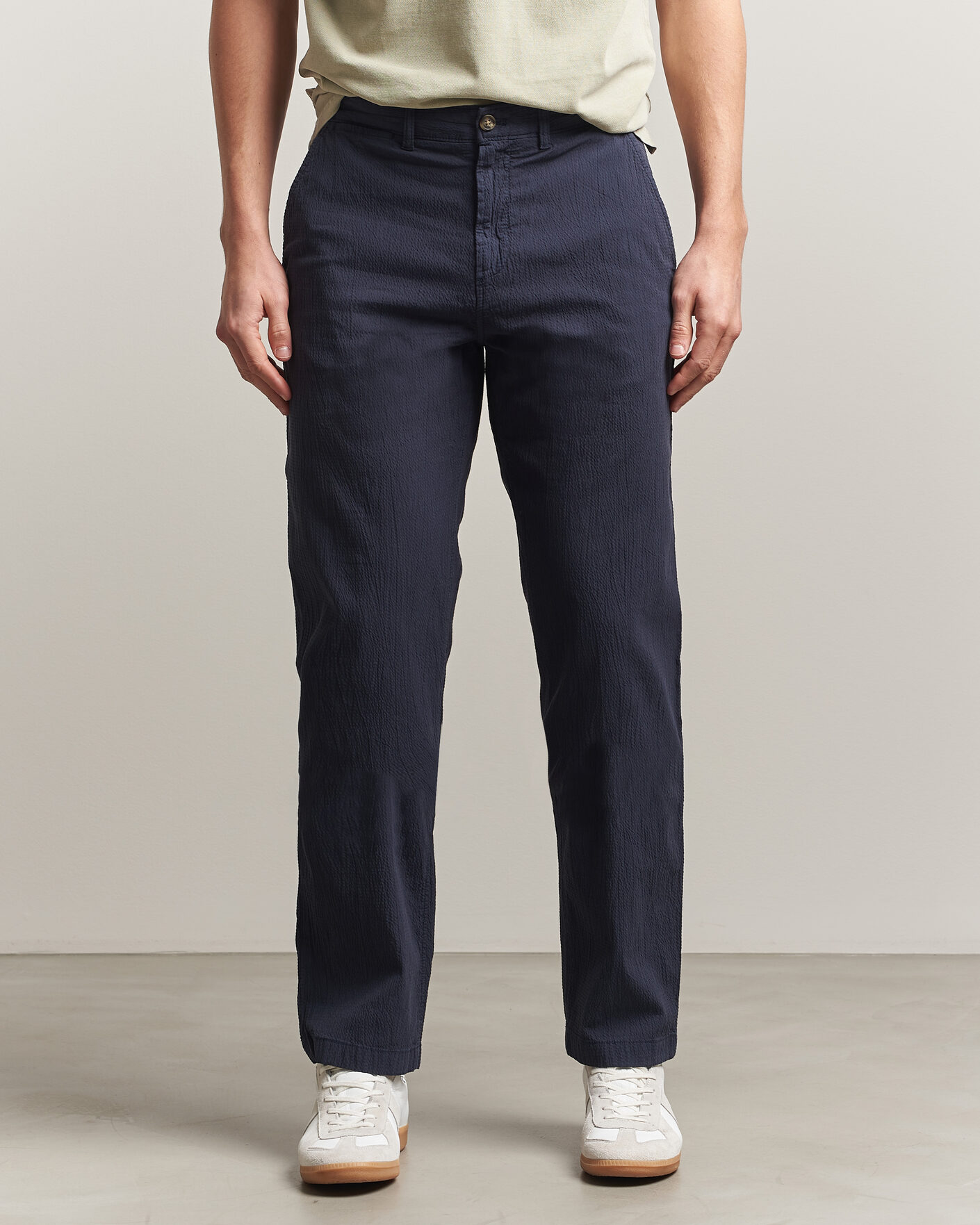 Heren | Broeken | Gant | Regular Fit Garment Dyed Seersucker Pants Evening Blue