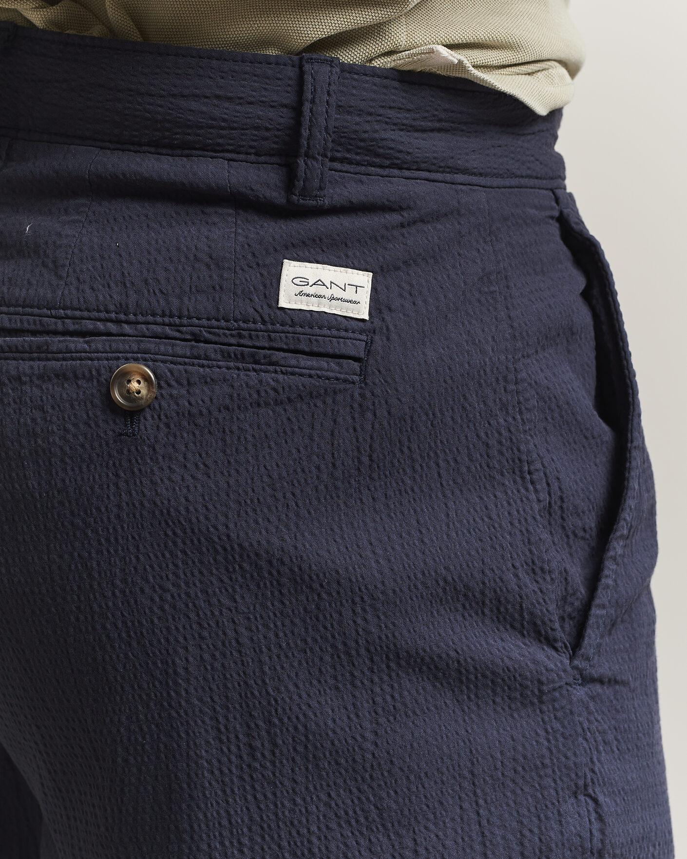 Heren | Broeken | Gant | Regular Fit Garment Dyed Seersucker Pants Evening Blue