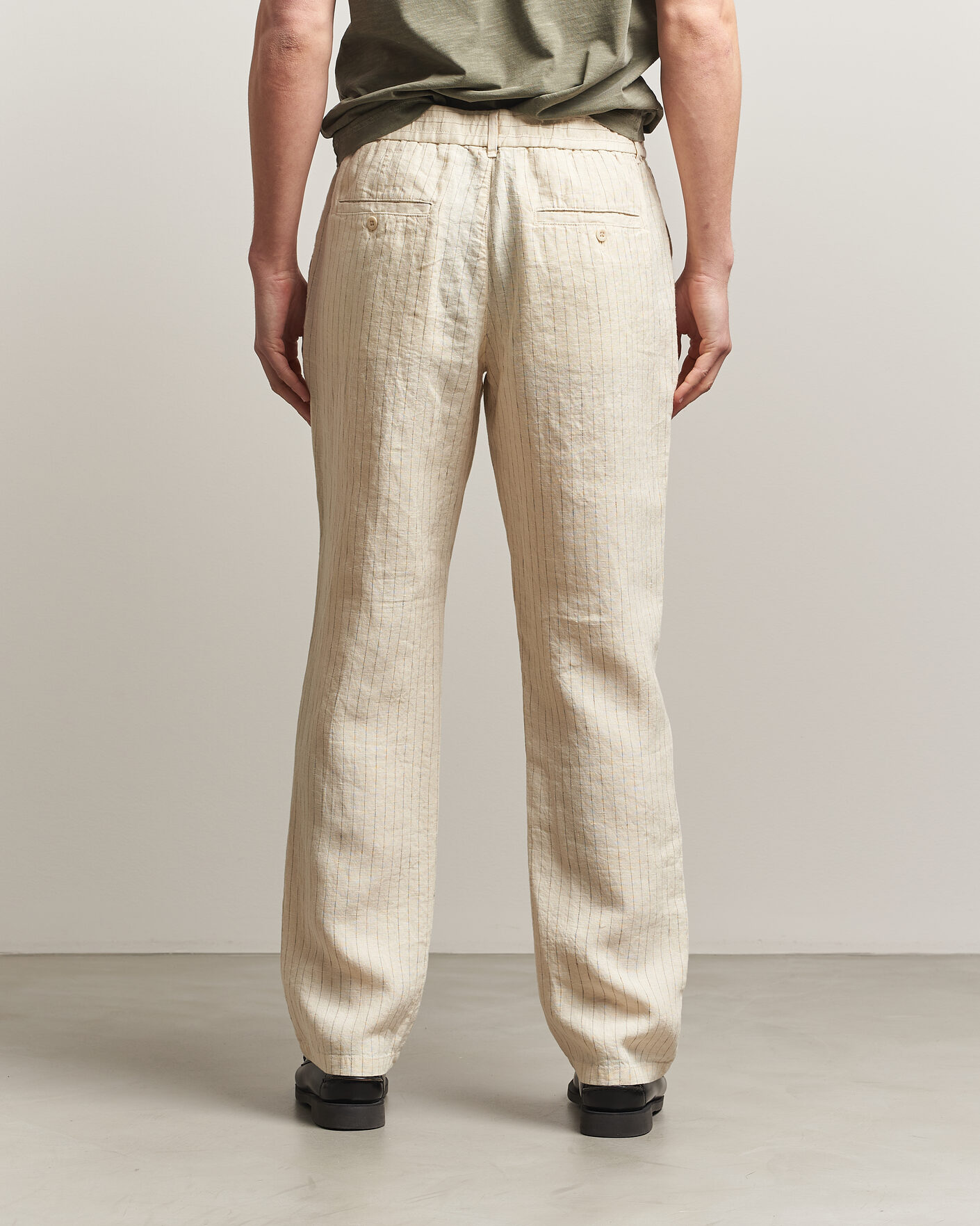 Heren | Broeken | Gant | Regular Fit Striped Linen Drawstring Pants Faded Beige