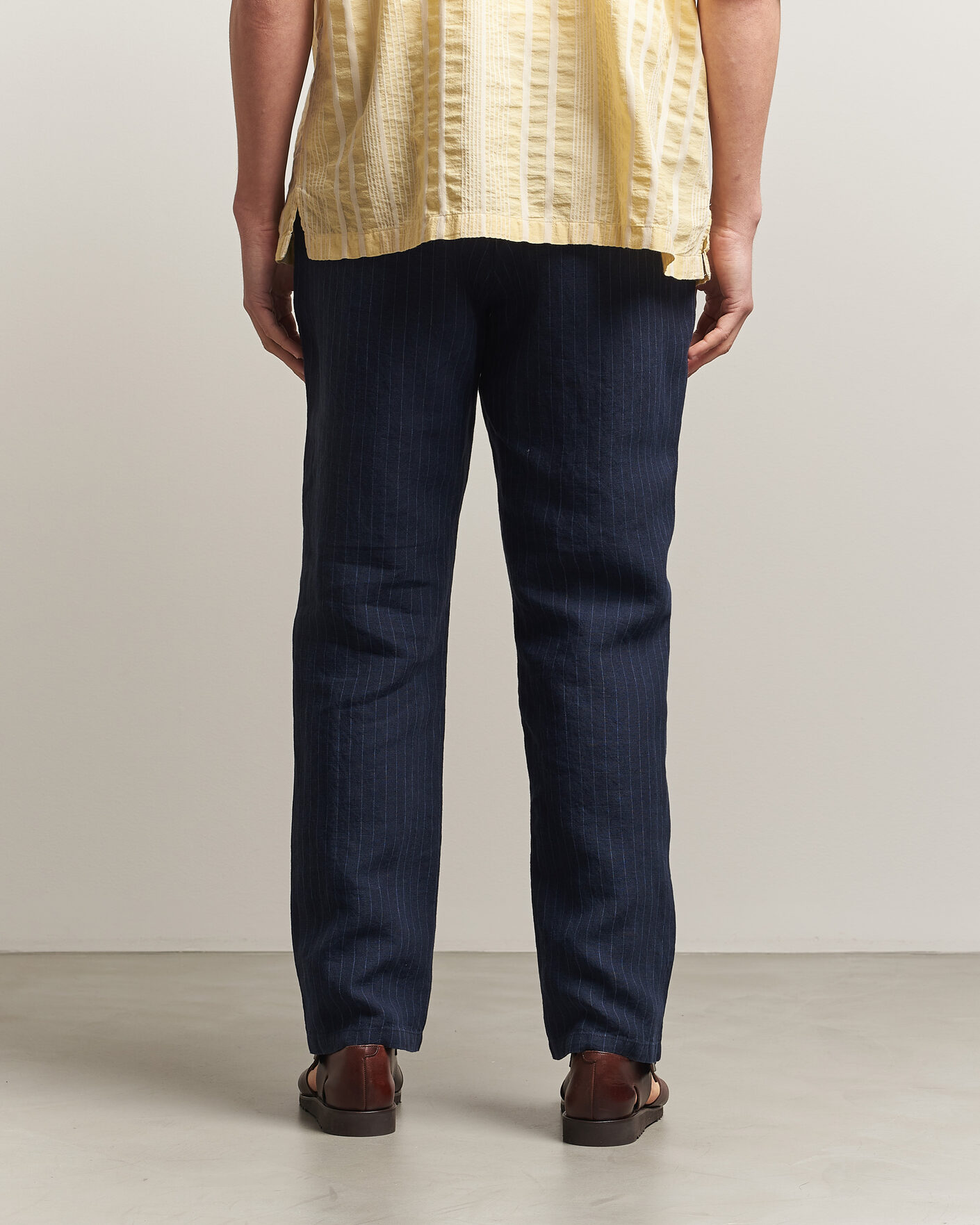 Heren | Broeken | Gant | Regular Fit Stiped Linen Drawstring Pants Evening Blue