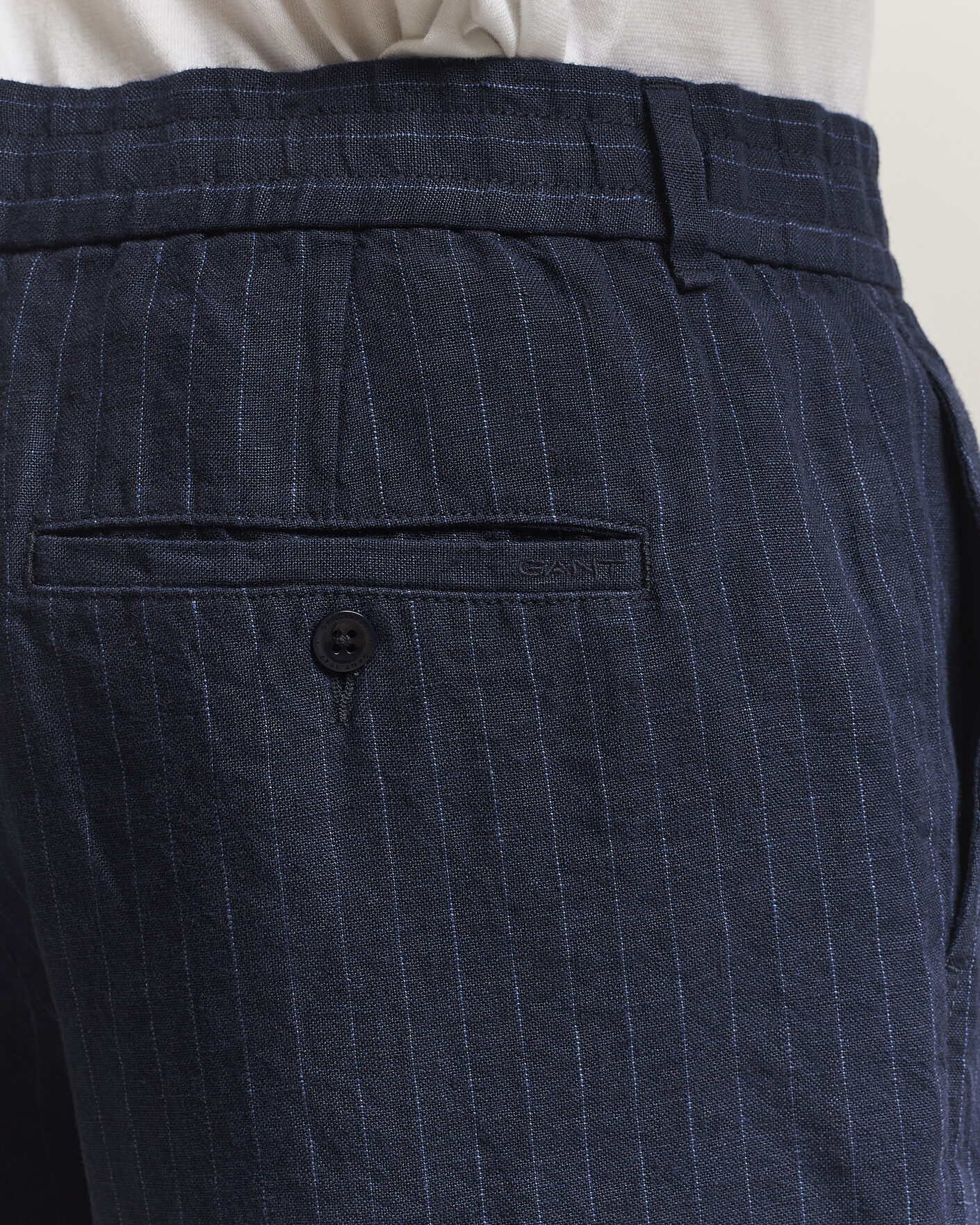 Heren | Broeken | Gant | Regular Fit Stiped Linen Drawstring Pants Evening Blue