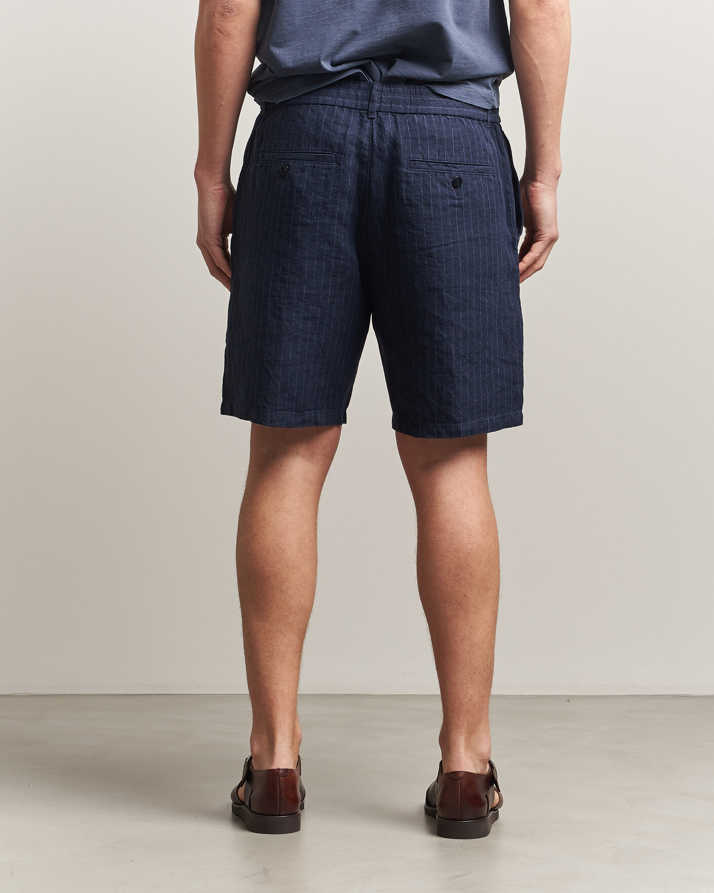Heren | Korte broek | Gant | Regular Fit Striped Linen Drawstring Shorts Evening Blue
