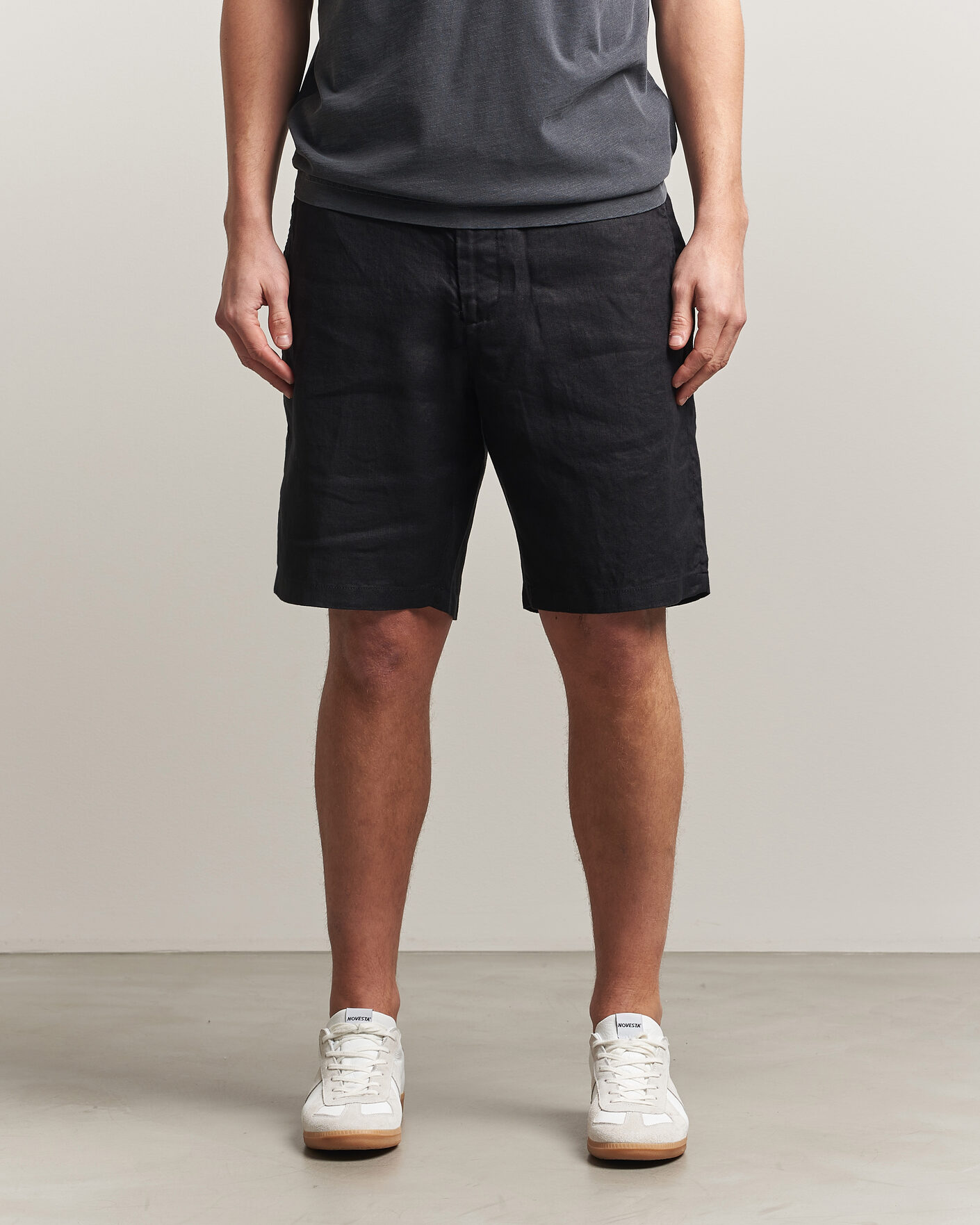 Heren | Korte broek | GANT | Regular Fit Linen Drawstring Shorts Black