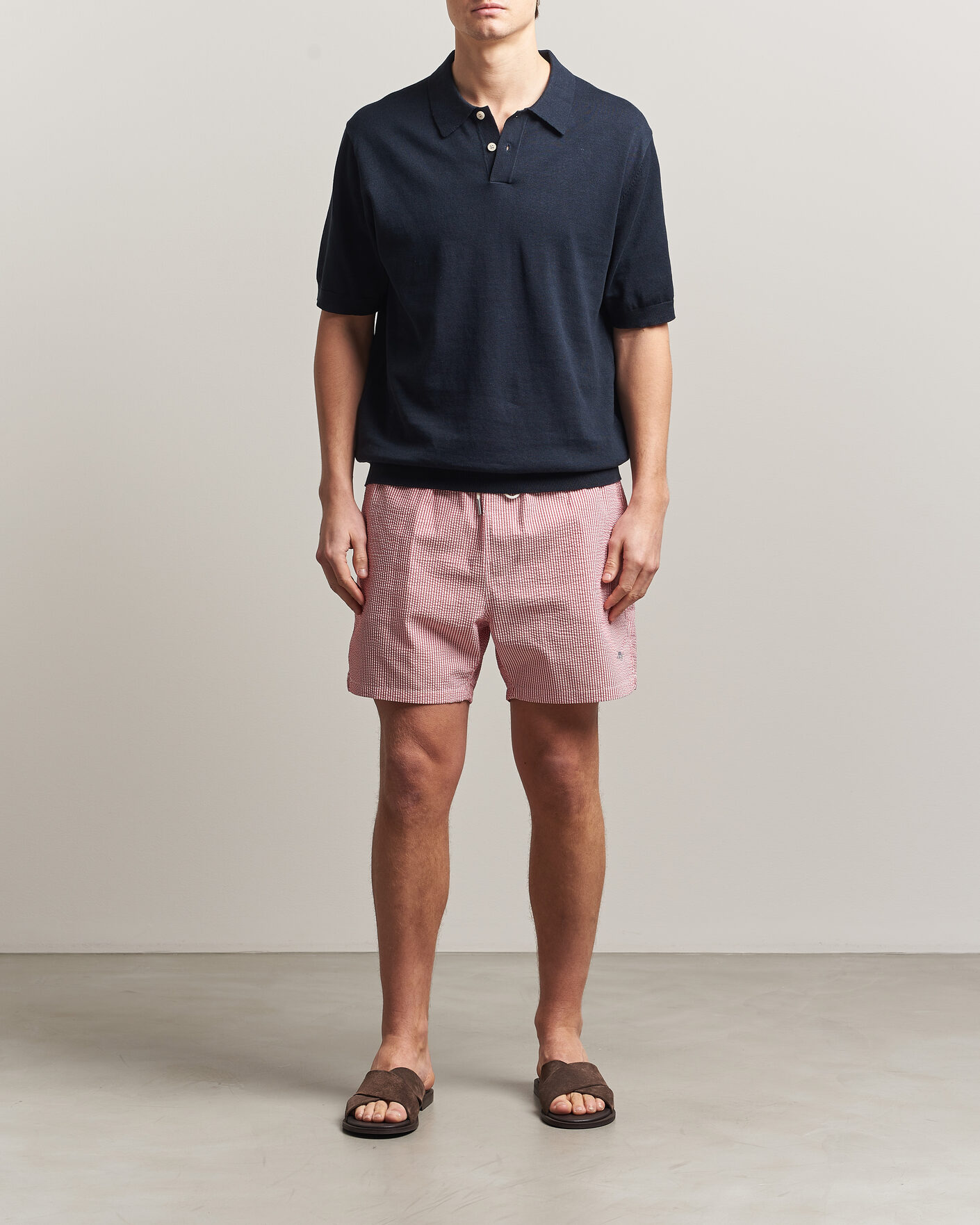 Heren | Zwembroek | GANT | Seersucker Striped Swimshorts Rose Red