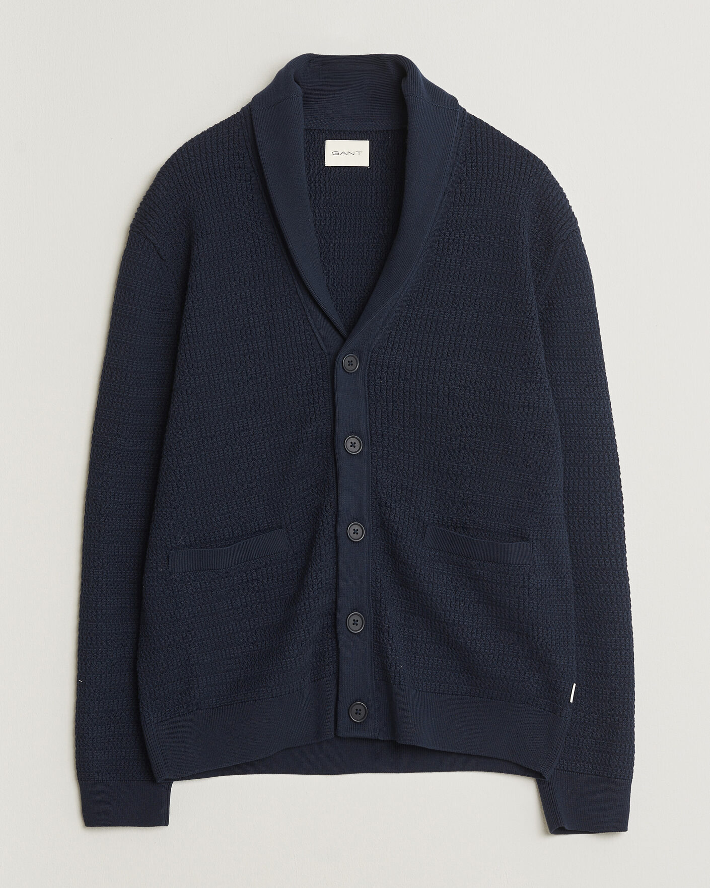 Heren | Truien | Gant | Heavy Knitted Shawl Collar Cardigan Evening Blue