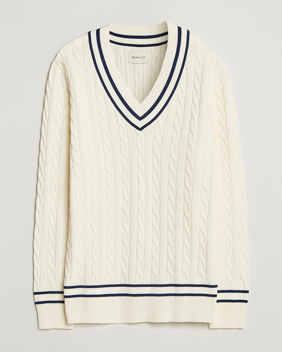 Heren | Truien | Gant | Cotton Cable Cricket Sweater Cream