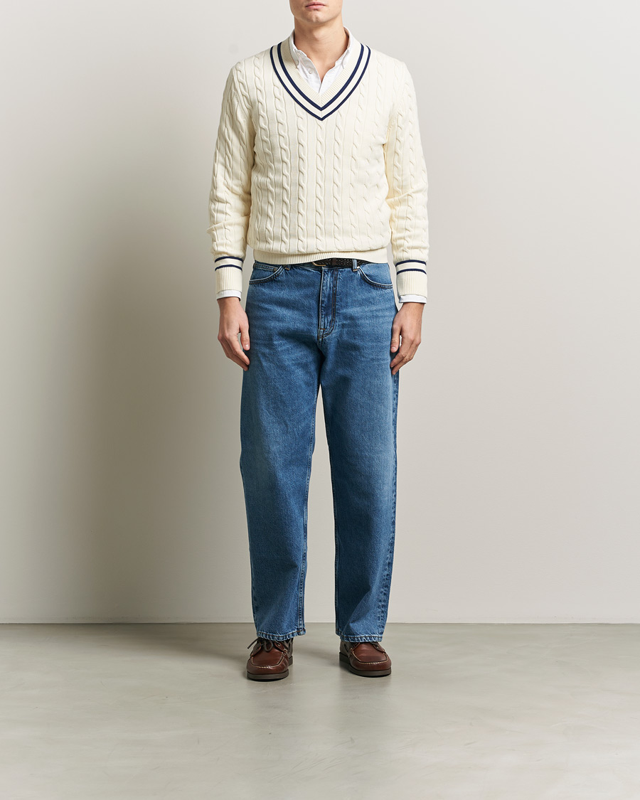 Heren | Truien | GANT | Cotton Cable Cricket Sweater Cream