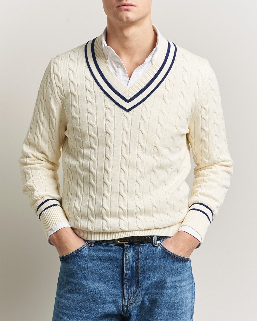 Heren | Truien | GANT | Cotton Cable Cricket Sweater Cream