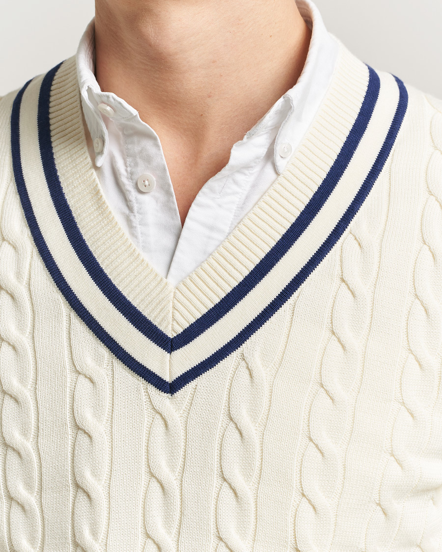 Heren | Truien | GANT | Cotton Cable Cricket Sweater Cream