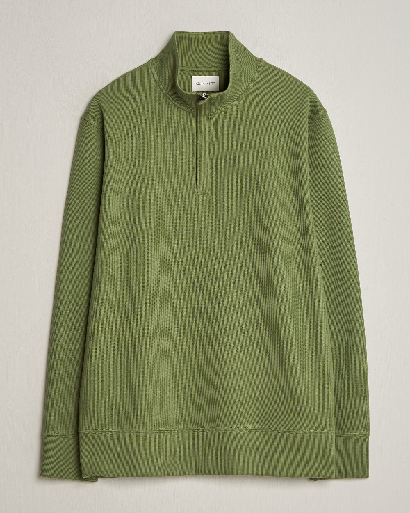 Heren | Truien | Gant | Light Sacker Rib Half Zip Dry Herb Green