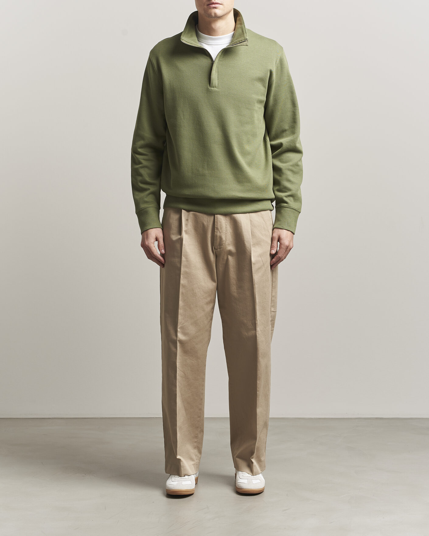Heren | Truien | GANT | Light Sacker Rib Half Zip Dry Herb Green