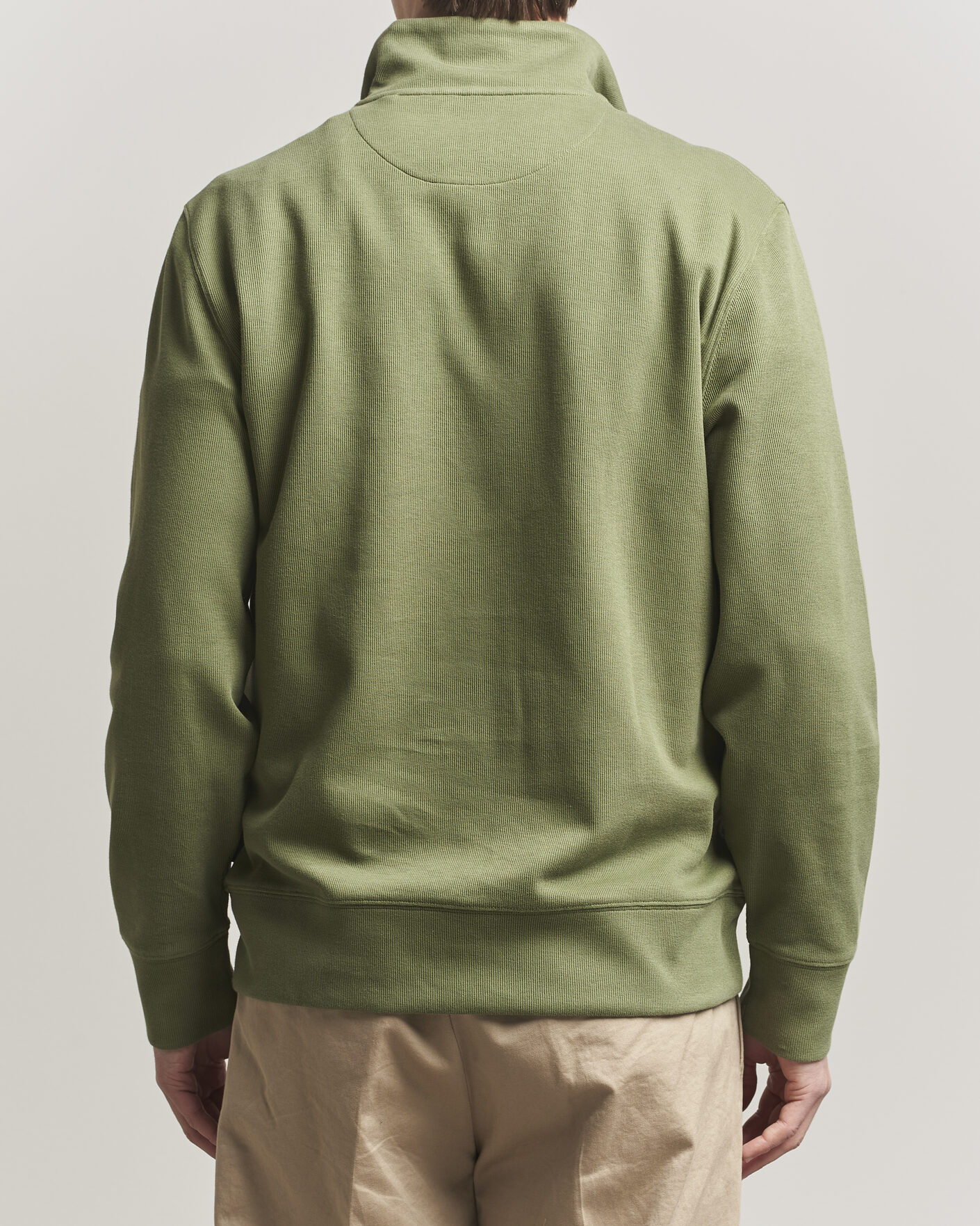 Heren | Truien | Gant | Light Sacker Rib Half Zip Dry Herb Green