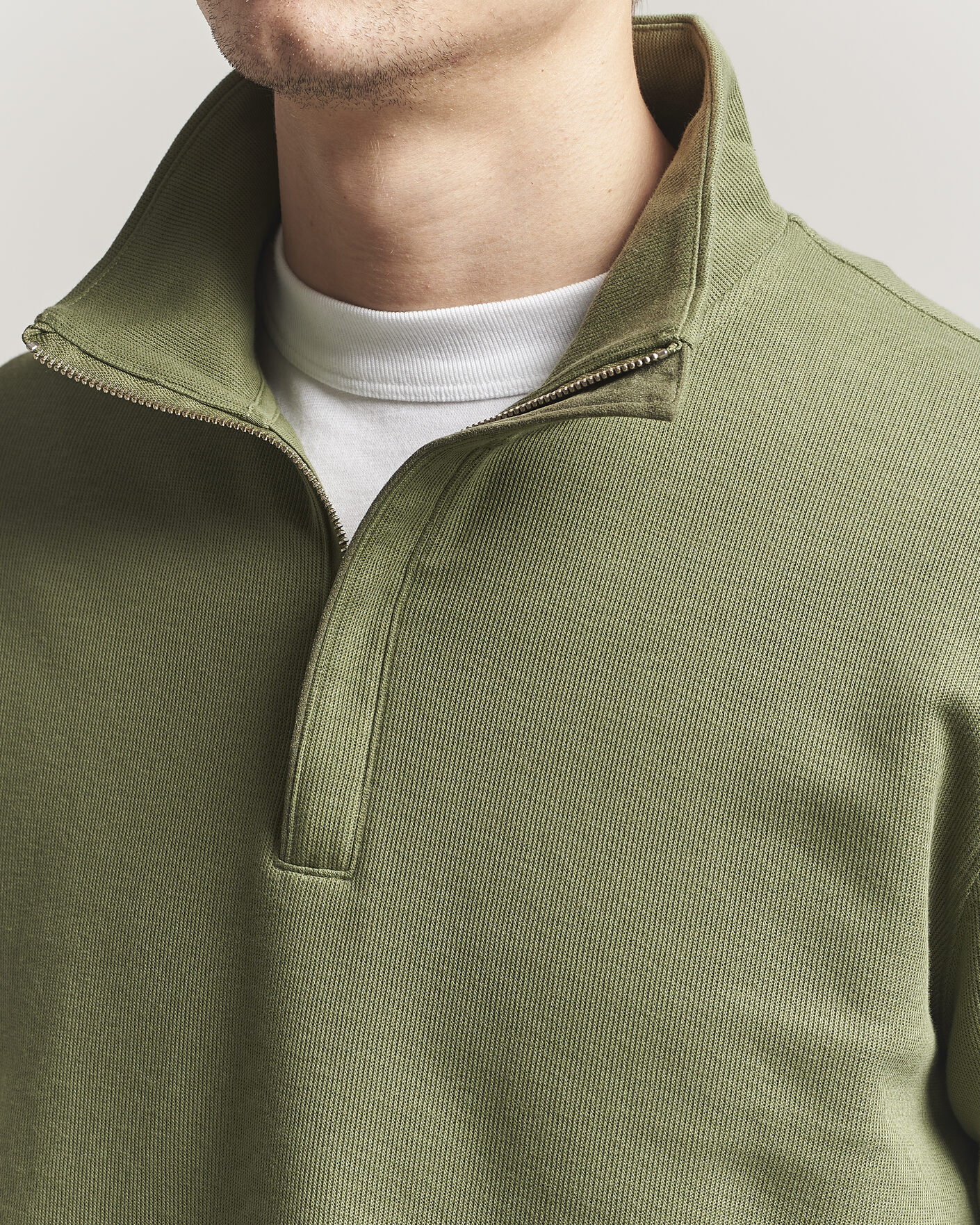 Heren | Truien | GANT | Light Sacker Rib Half Zip Dry Herb Green