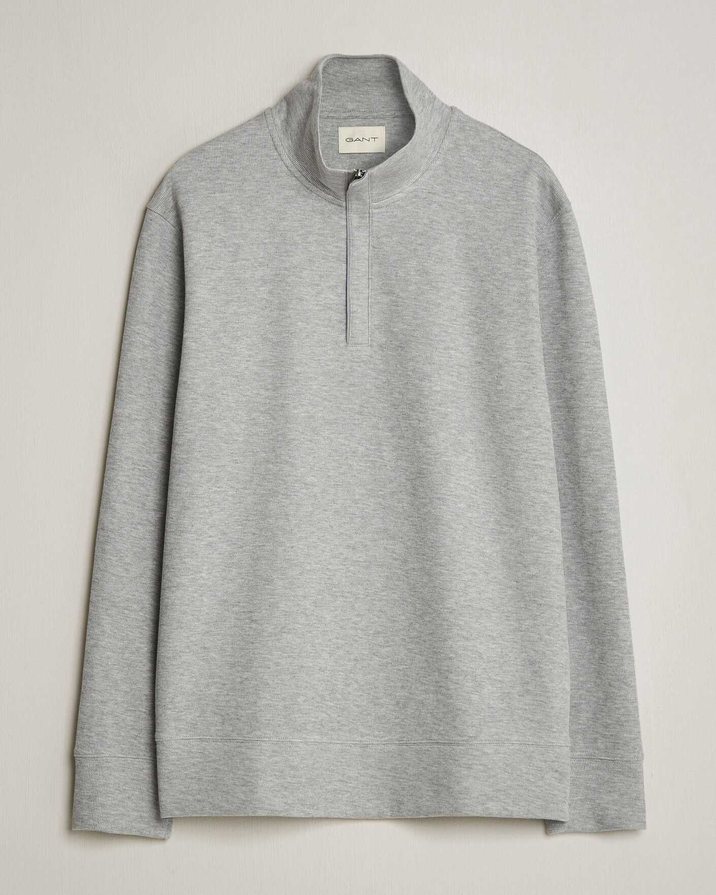 Heren | Truien | GANT | Light Sacker Rib Half Zip Grey Melange