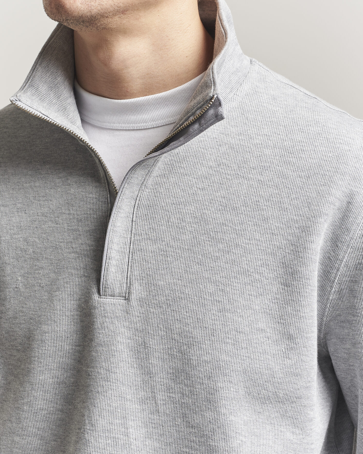 Heren | Truien | Gant | Light Sacker Rib Half Zip Grey Melange