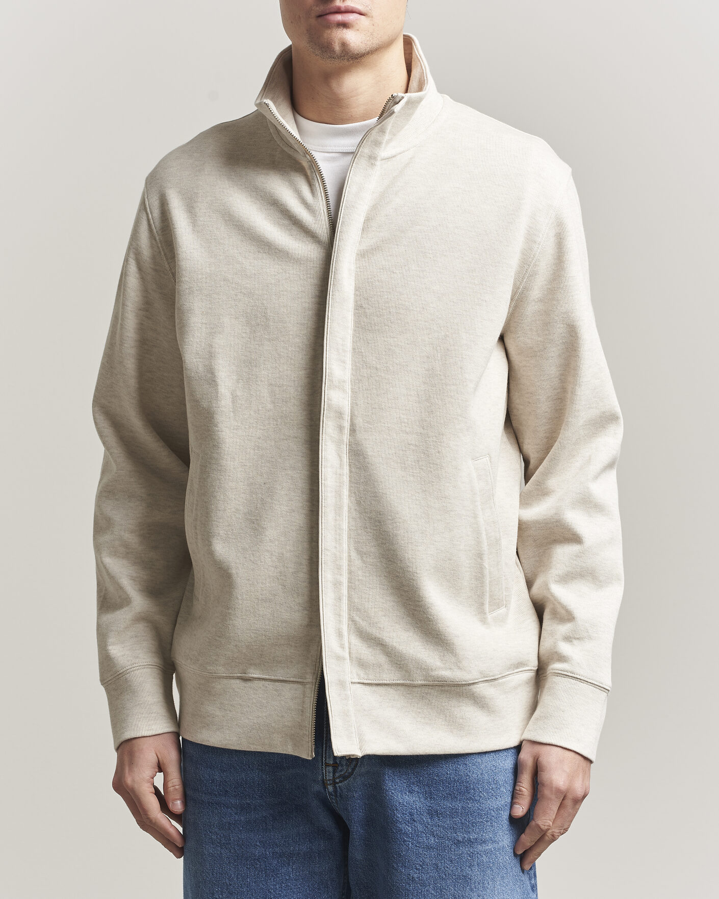 Heren | Truien | GANT | Light Sacker Rib Full Zip Seed Melange