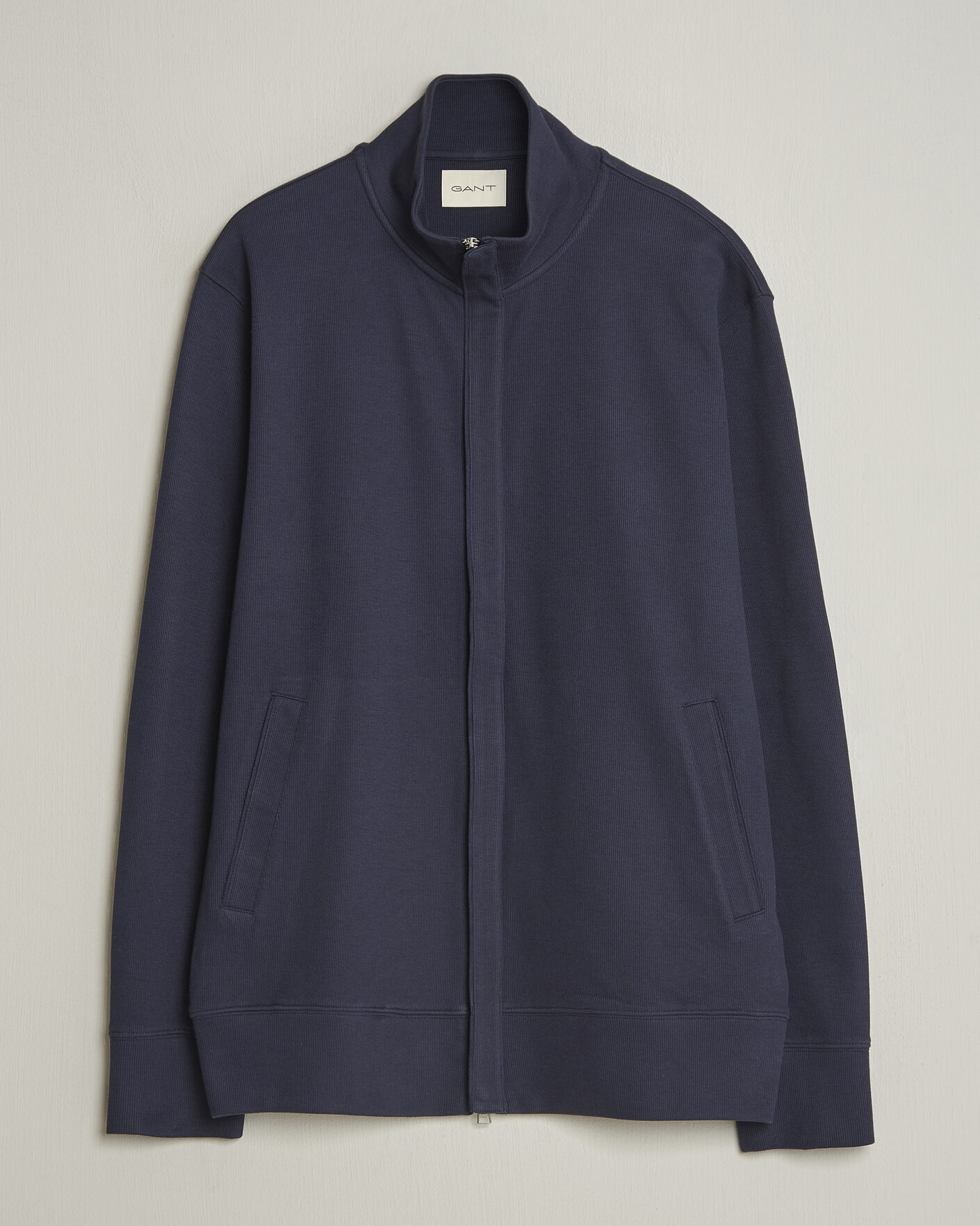 Heren | Truien | GANT | Light Sacker Rib Full Zip Evening Blue