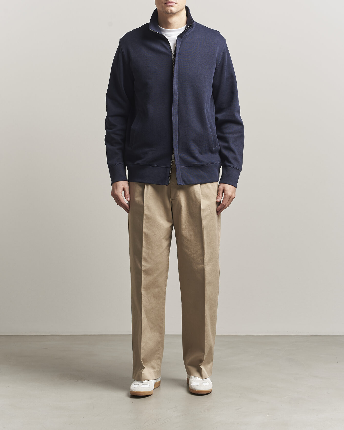 Heren | Truien | GANT | Light Sacker Rib Full Zip Evening Blue