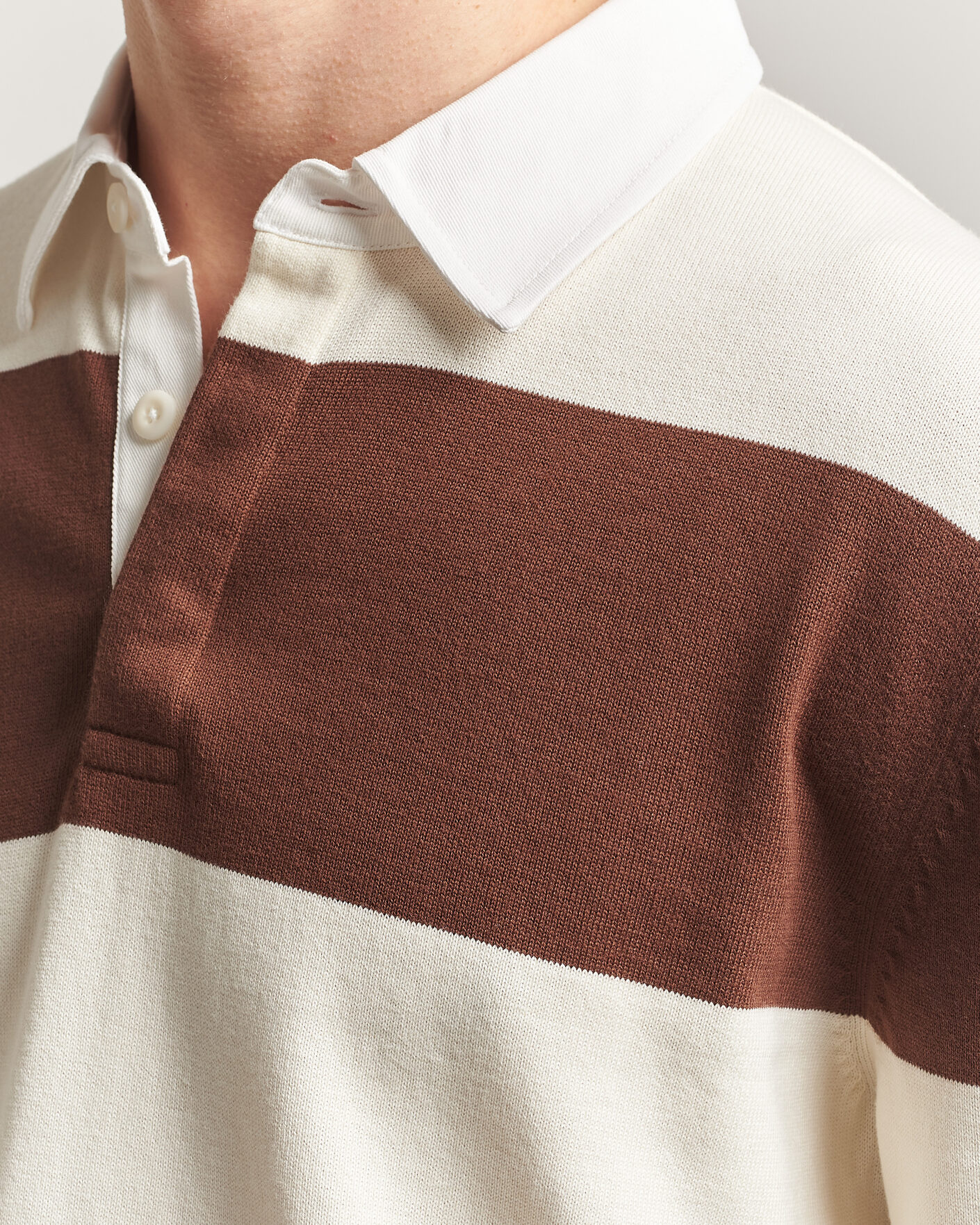 Heren | Truien | Gant | Barstriped Knitted Rugger Cream/Brown