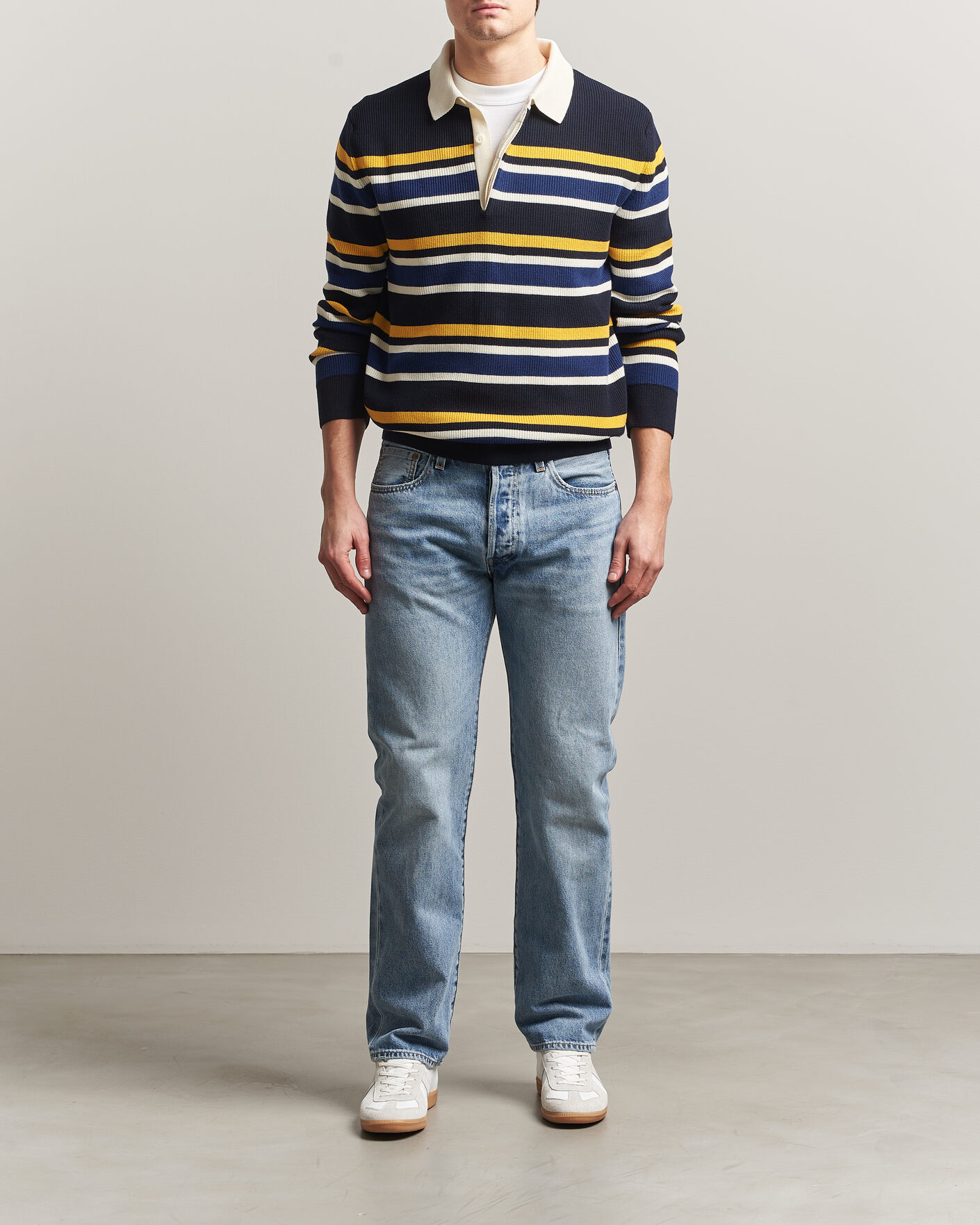 Heren | Truien | GANT | Multisptriped Knitted Rugger Evening Blue