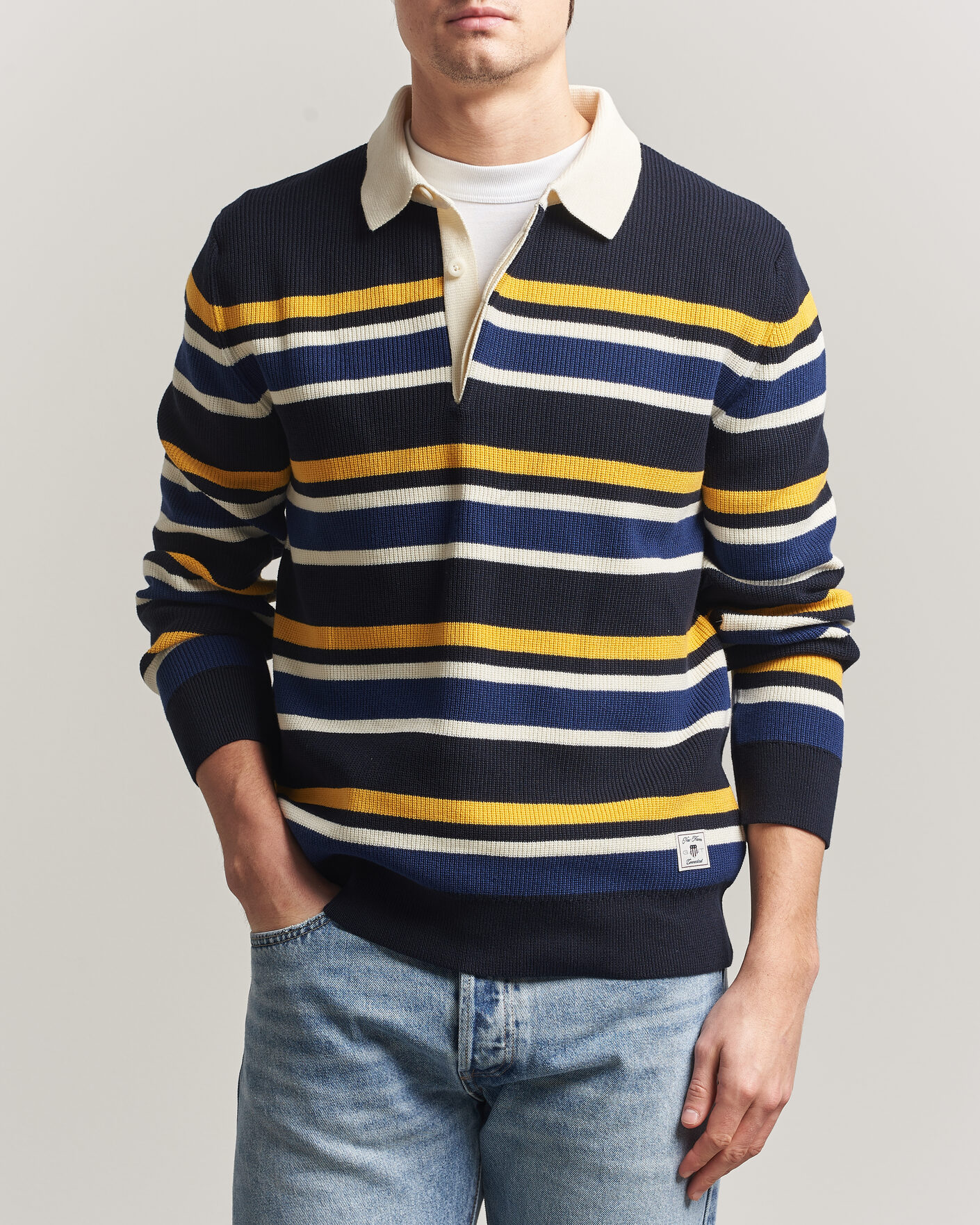 Heren | Truien | Gant | Multisptriped Knitted Rugger Evening Blue