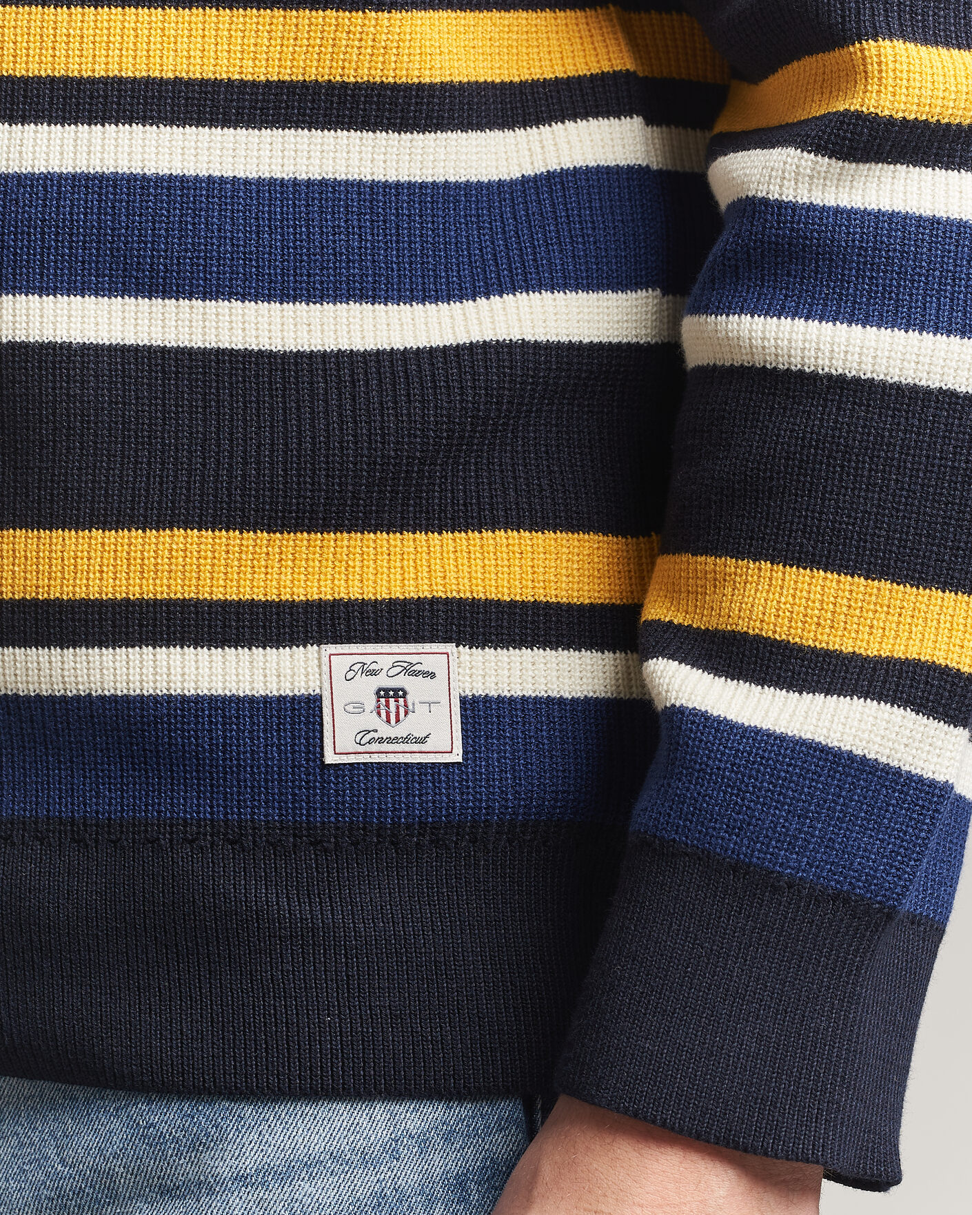 Heren | Truien | Gant | Multisptriped Knitted Rugger Evening Blue