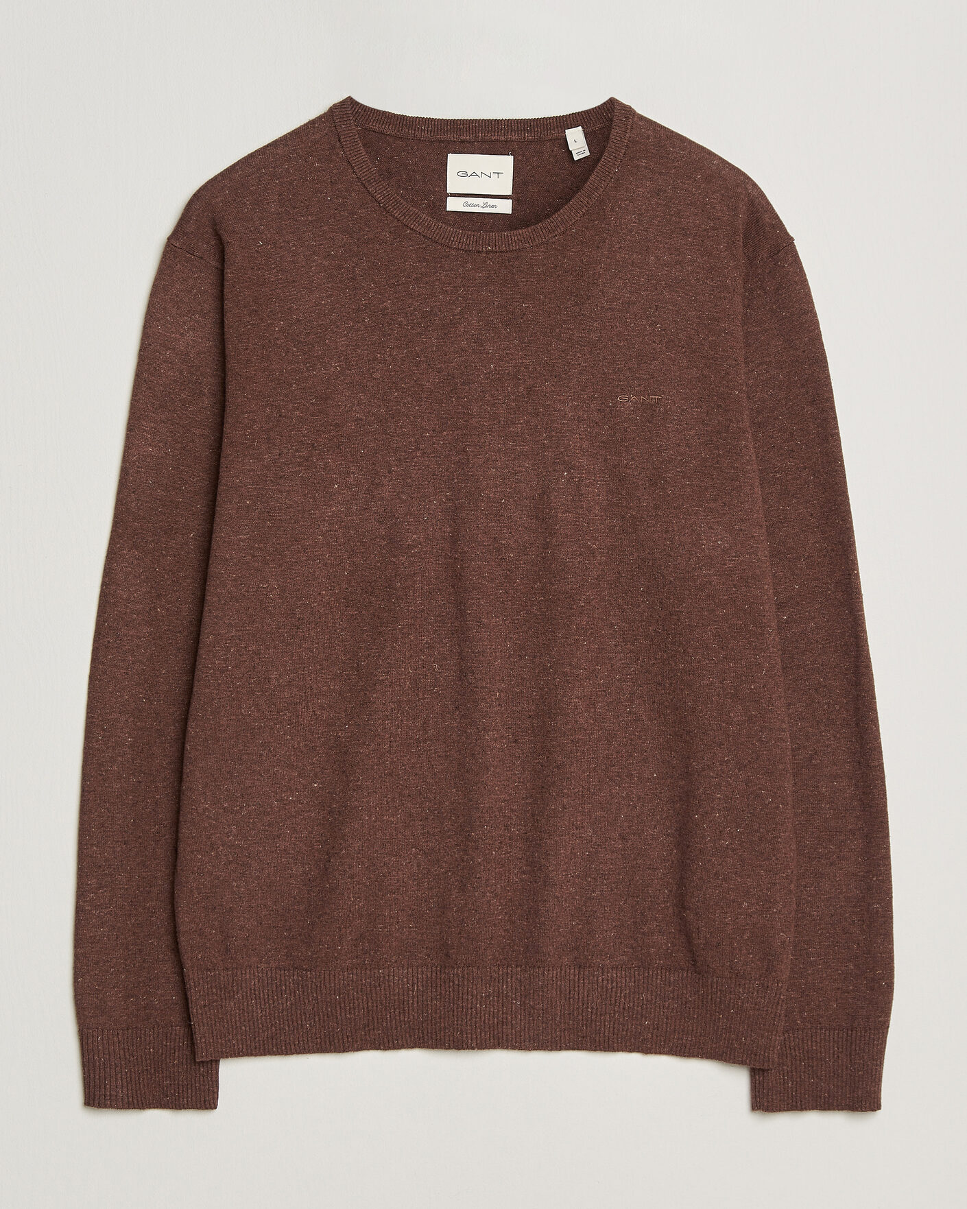 Heren | Truien | Gant | Cotton/Linen Slub Knitted Sweater Hazelnut Melange