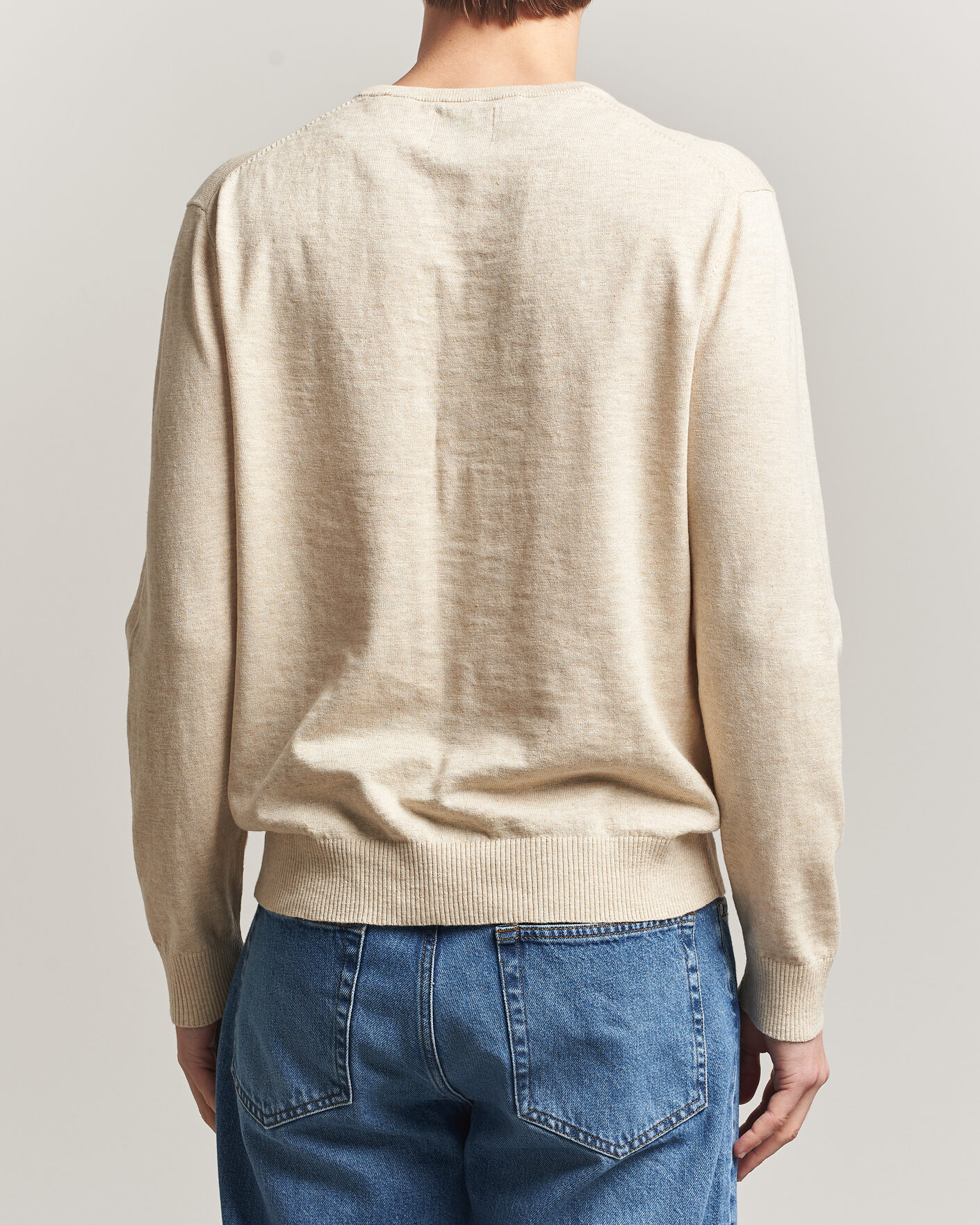 Heren | Truien | Gant | Cotton/Linen Slub Knitted Sweater Seed Melange