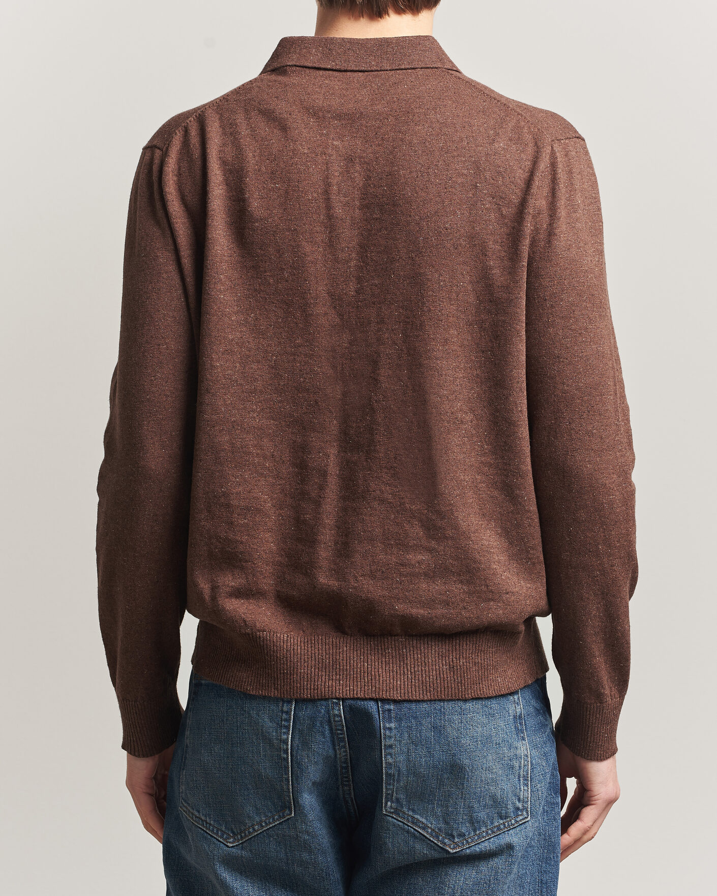 Heren | Truien | Gant | Cotton/Linen Slub Knitted Polo Hazelnut Melange