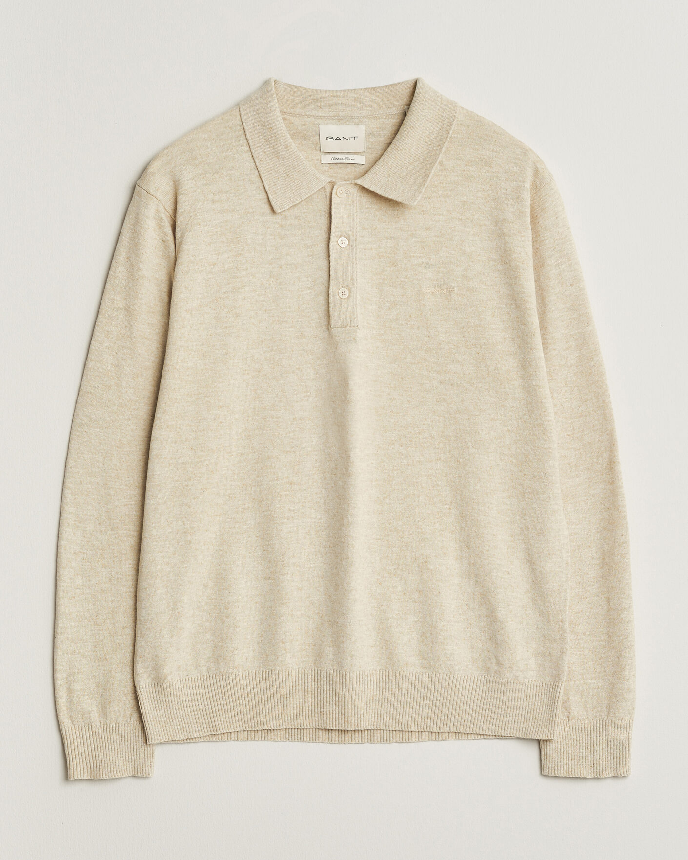 Heren | Truien | Gant | Cotton/Linen Slub Knitted Polo Seed Melange