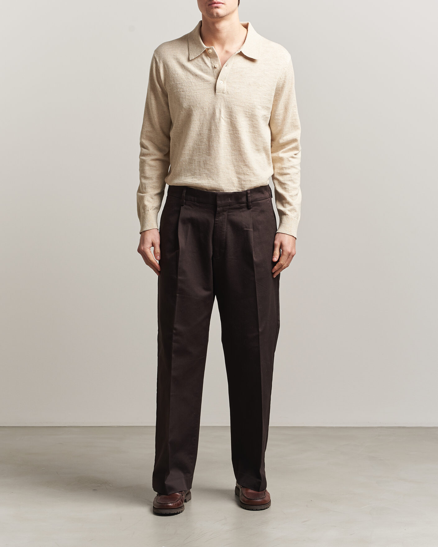 Heren | Truien | Gant | Cotton/Linen Slub Knitted Polo Seed Melange