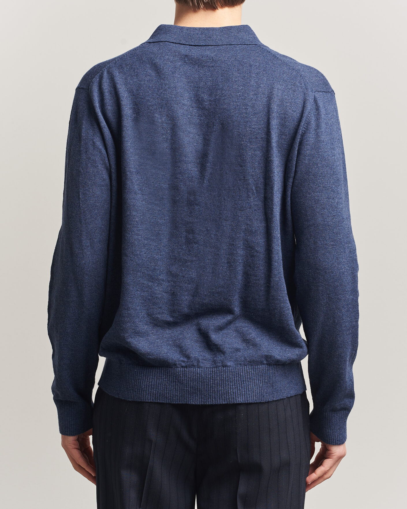 Heren | Truien | Gant | Cotton/Linen Slub Knitted Polo Dark Indigo Melange