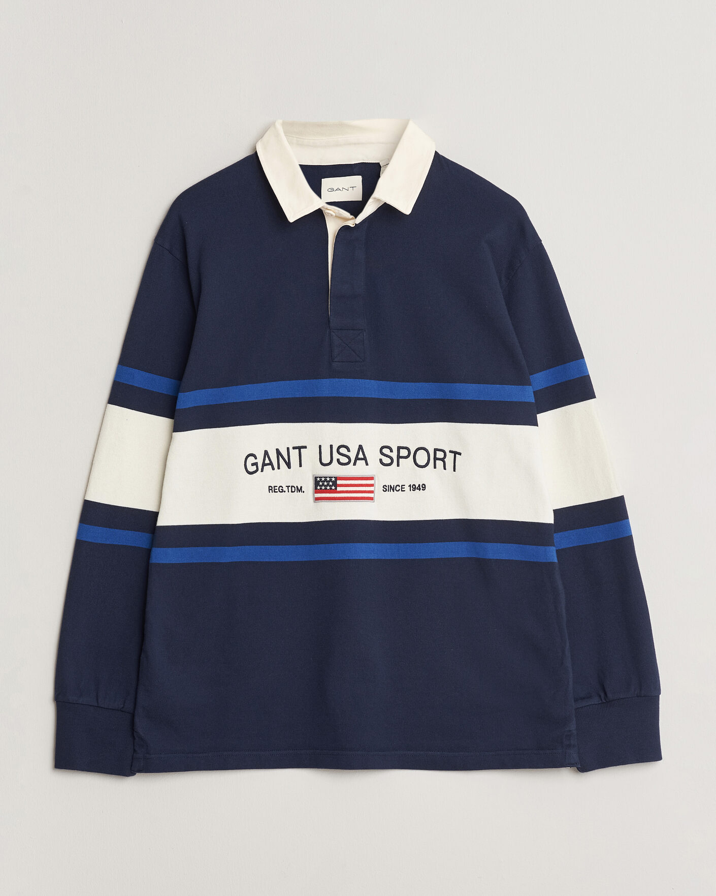Heren | Truien | Gant | Striped Rugger Evening Blue