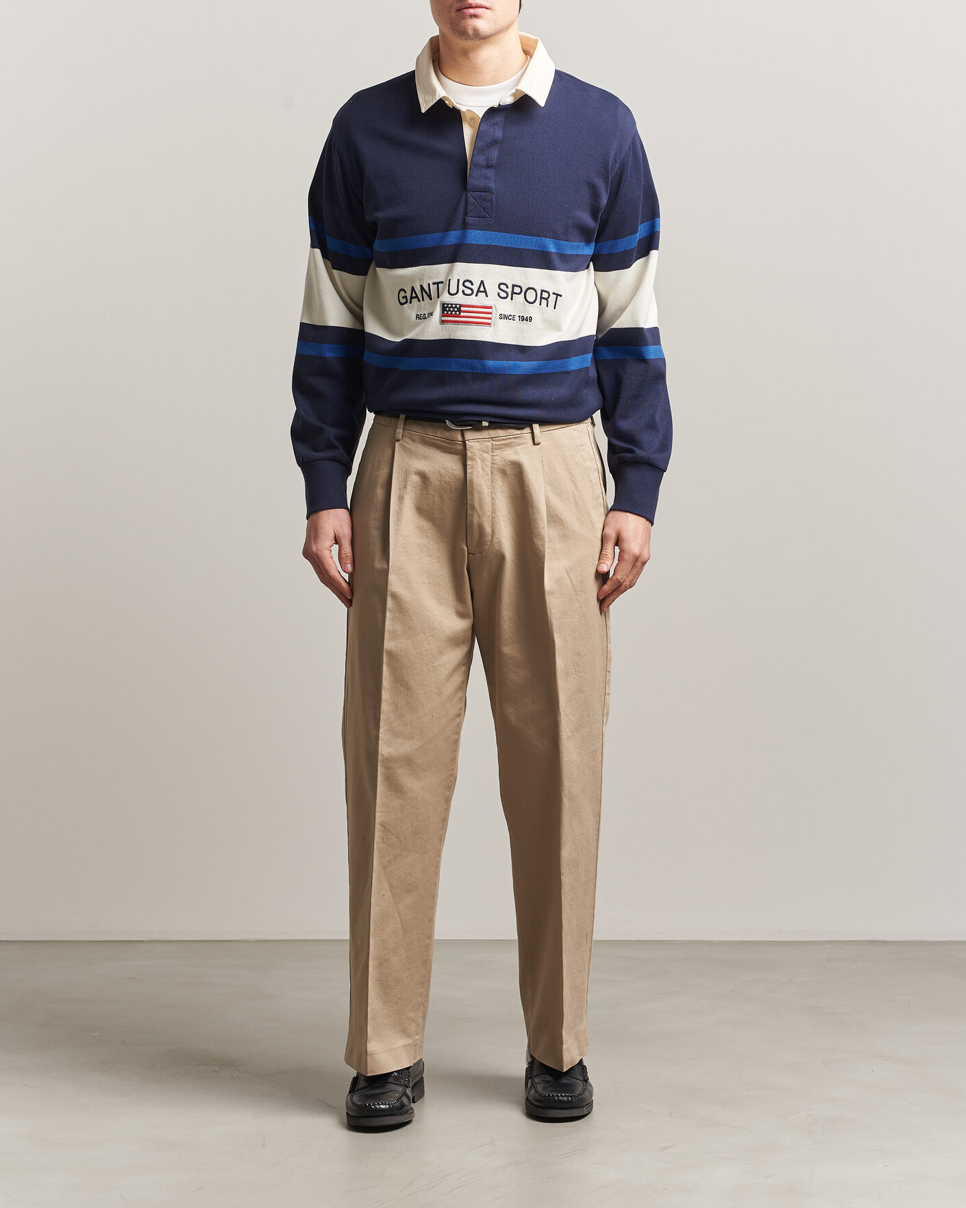 Heren | Truien | Gant | Striped Rugger Evening Blue