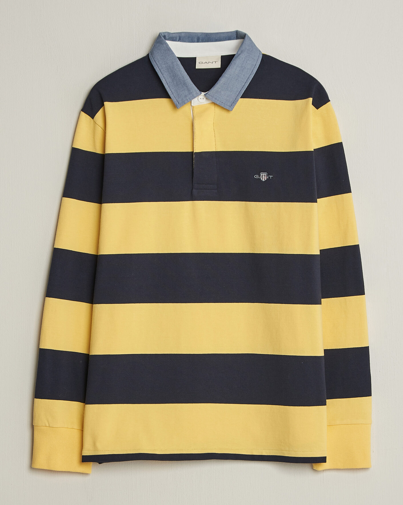 Heren | Truien | GANT | Chambray Striped Heavy Rugger Banana Yellow