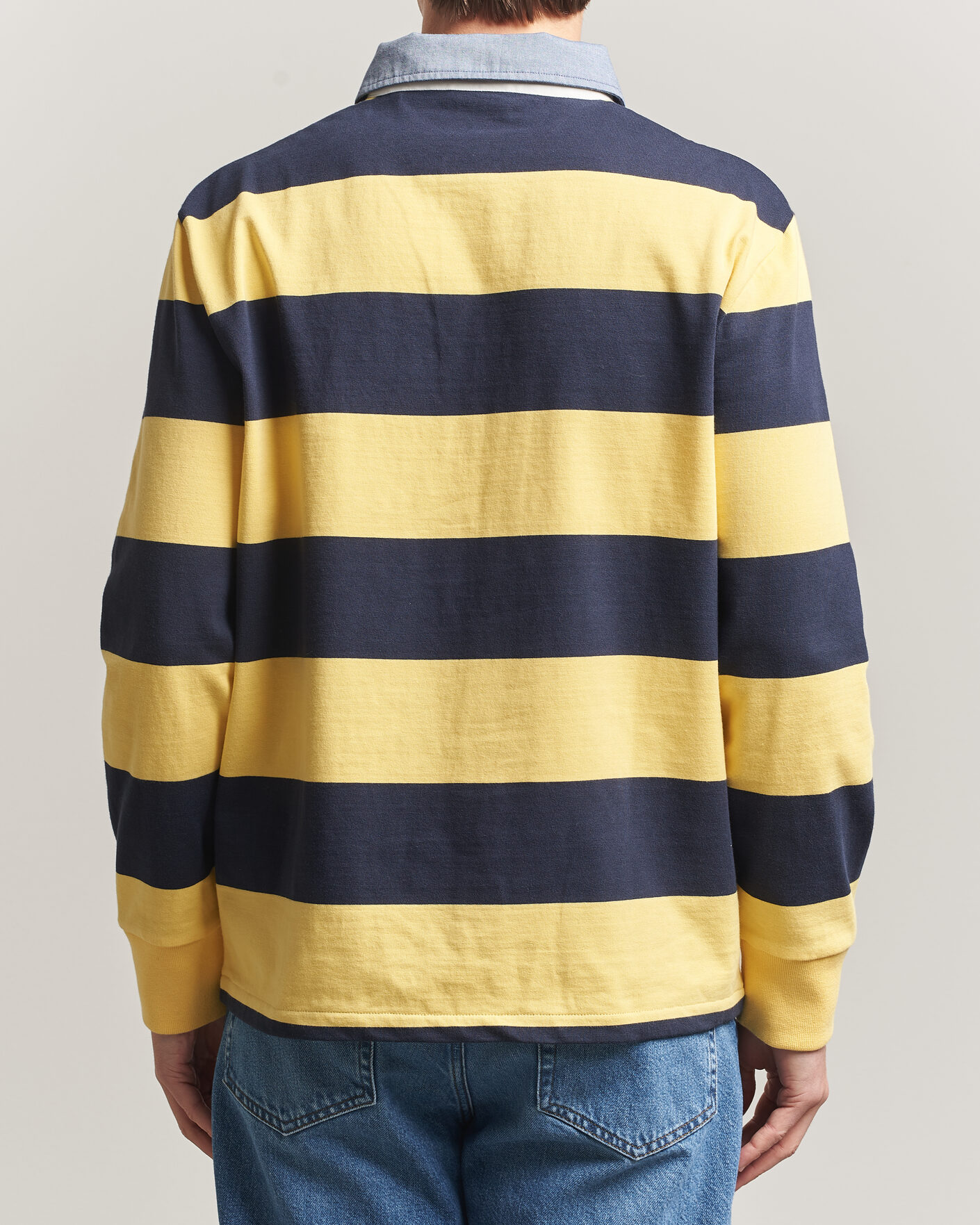 Heren | Truien | GANT | Chambray Striped Heavy Rugger Banana Yellow