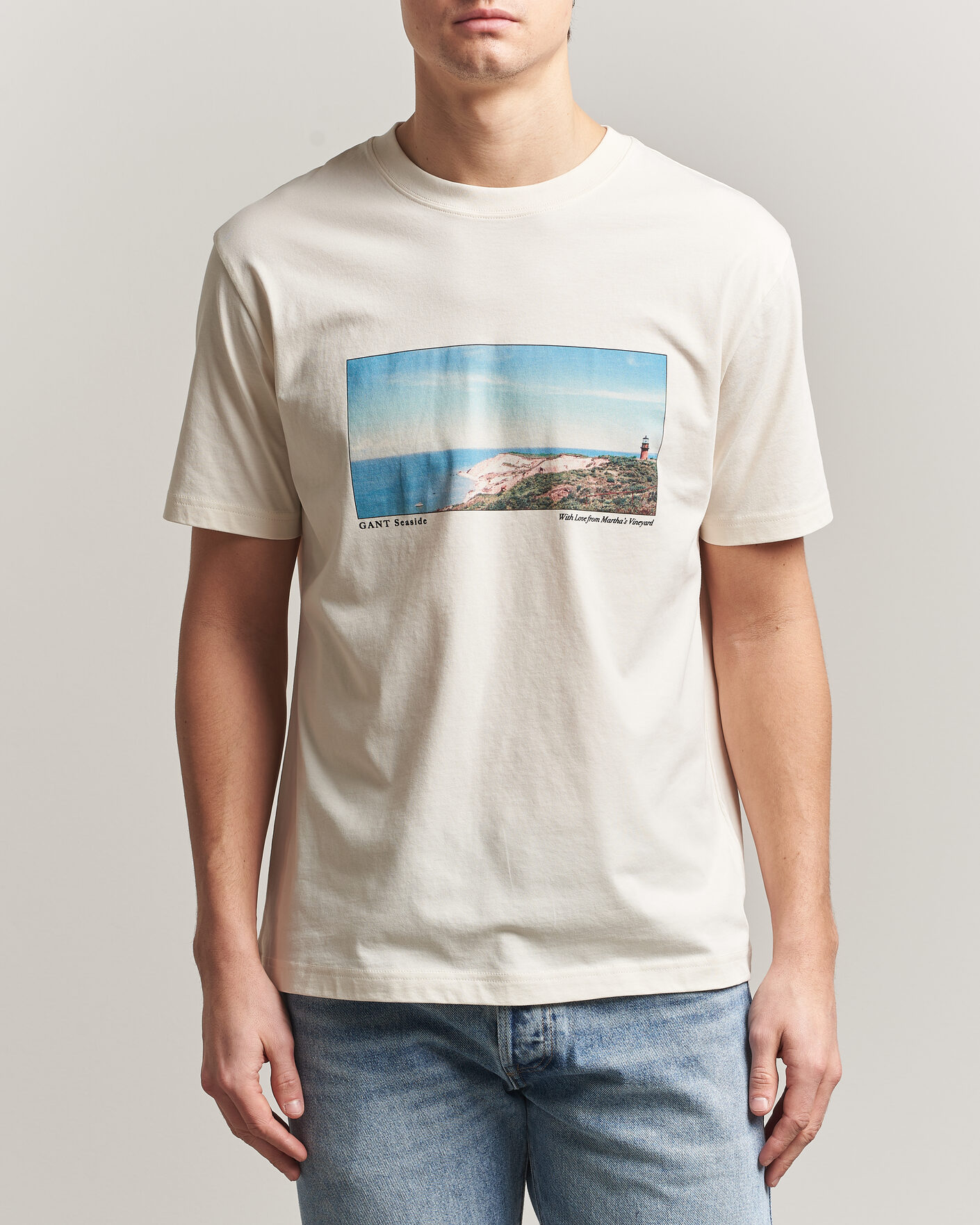 Heren | T-shirts | GANT | Scenery Graphic Crew Neck T-Shirt Cream