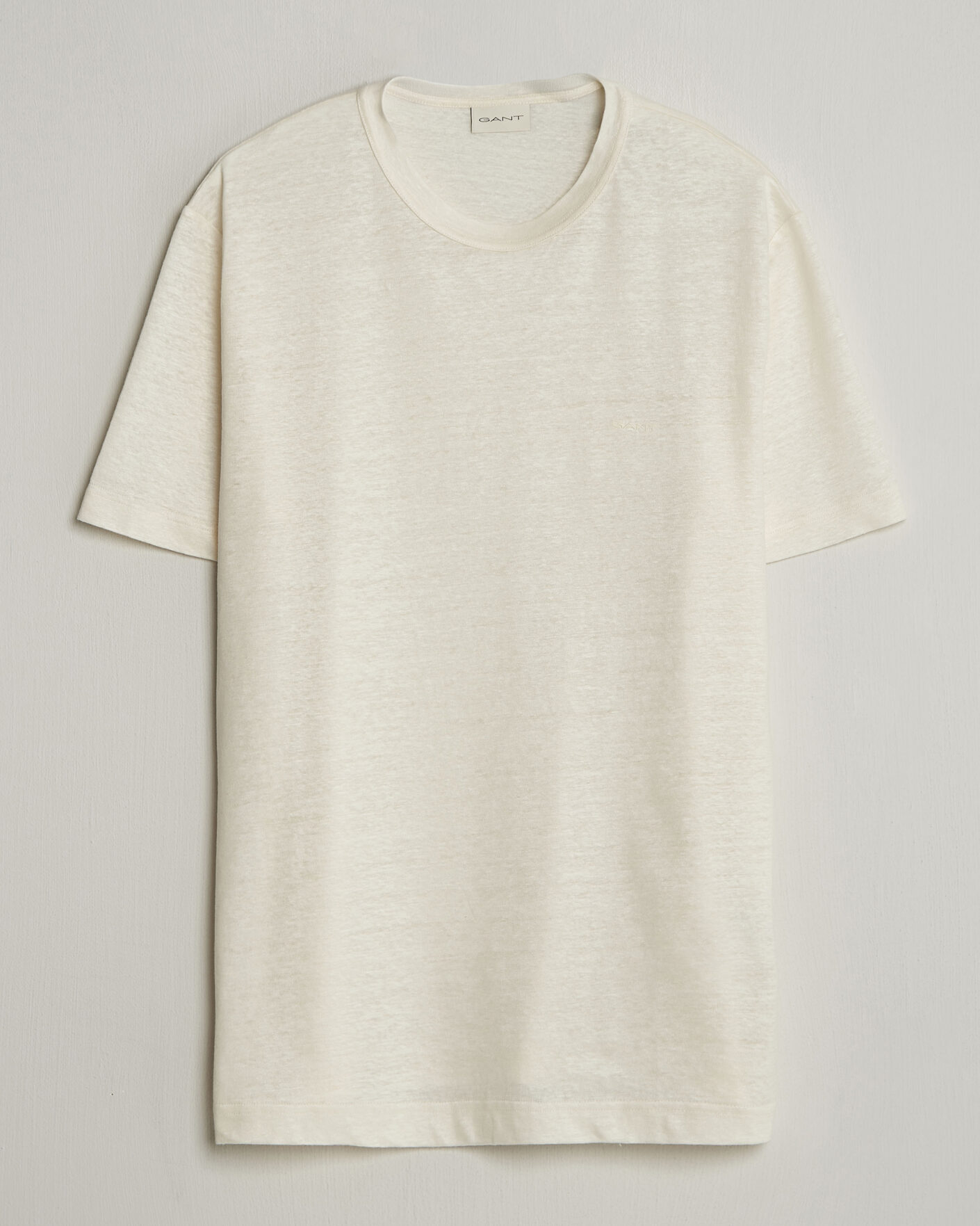 Heren | T-shirts | GANT | Linen T-Shirt Creamed White