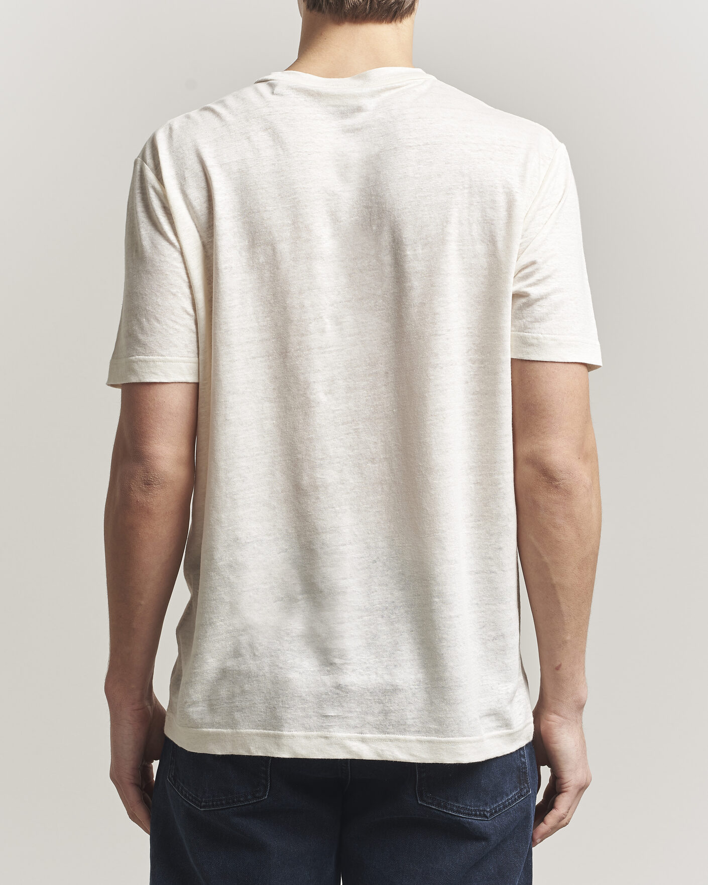 Heren | T-shirts | Gant | Linen T-Shirt Creamed White