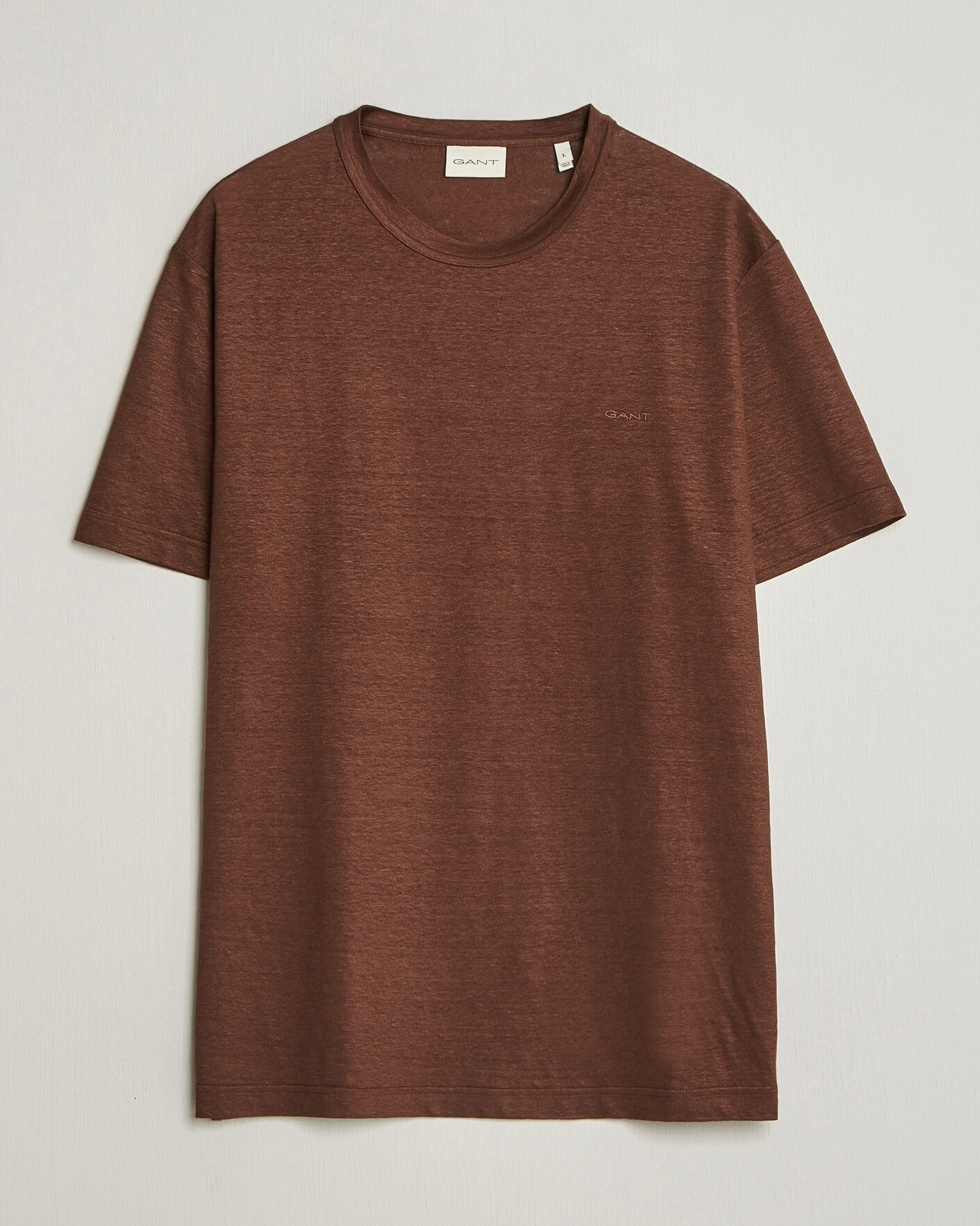 Heren | T-shirts | Gant | Linen T-Shirt Mahogany Brown