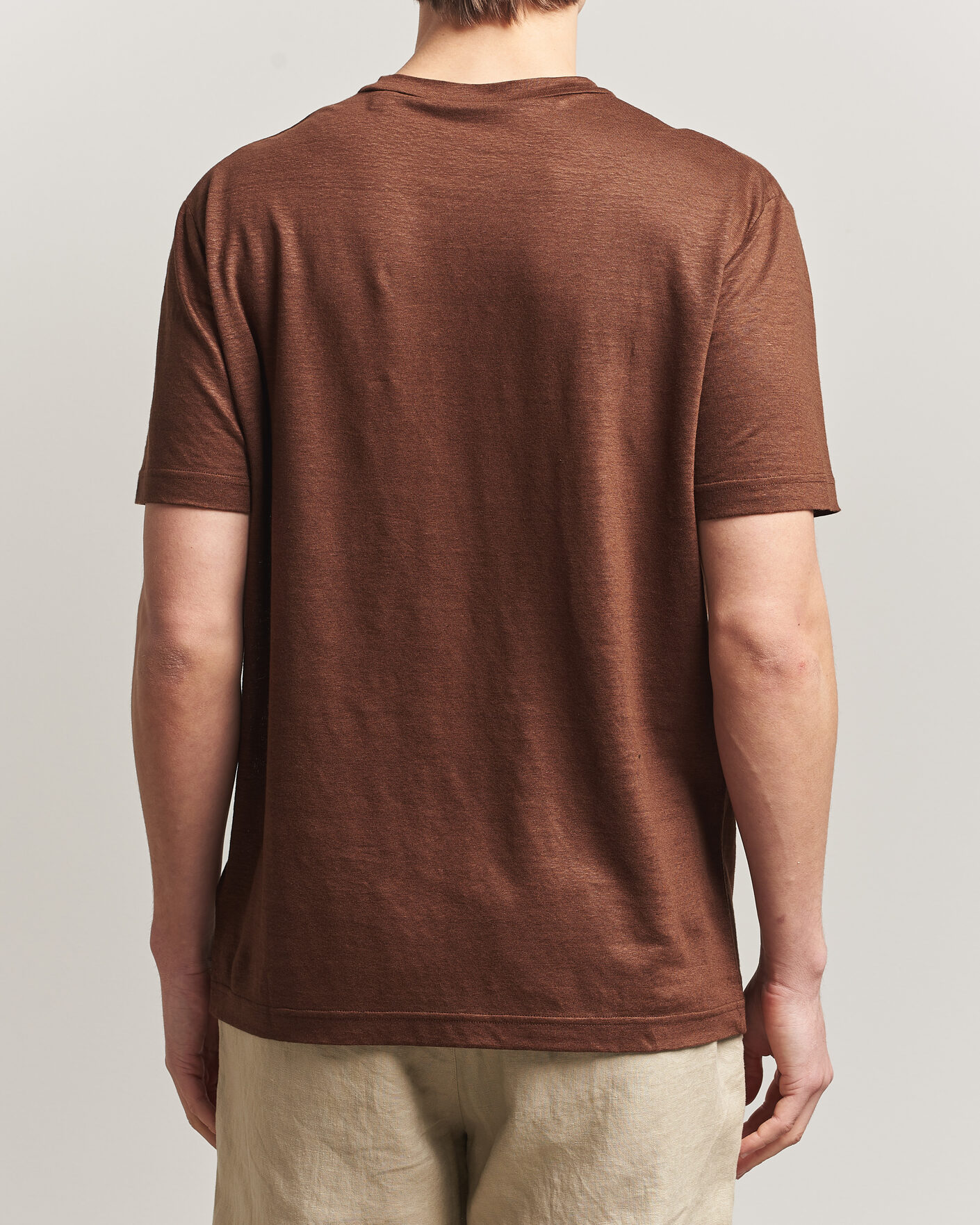 Heren | T-shirts | Gant | Linen T-Shirt Mahogany Brown