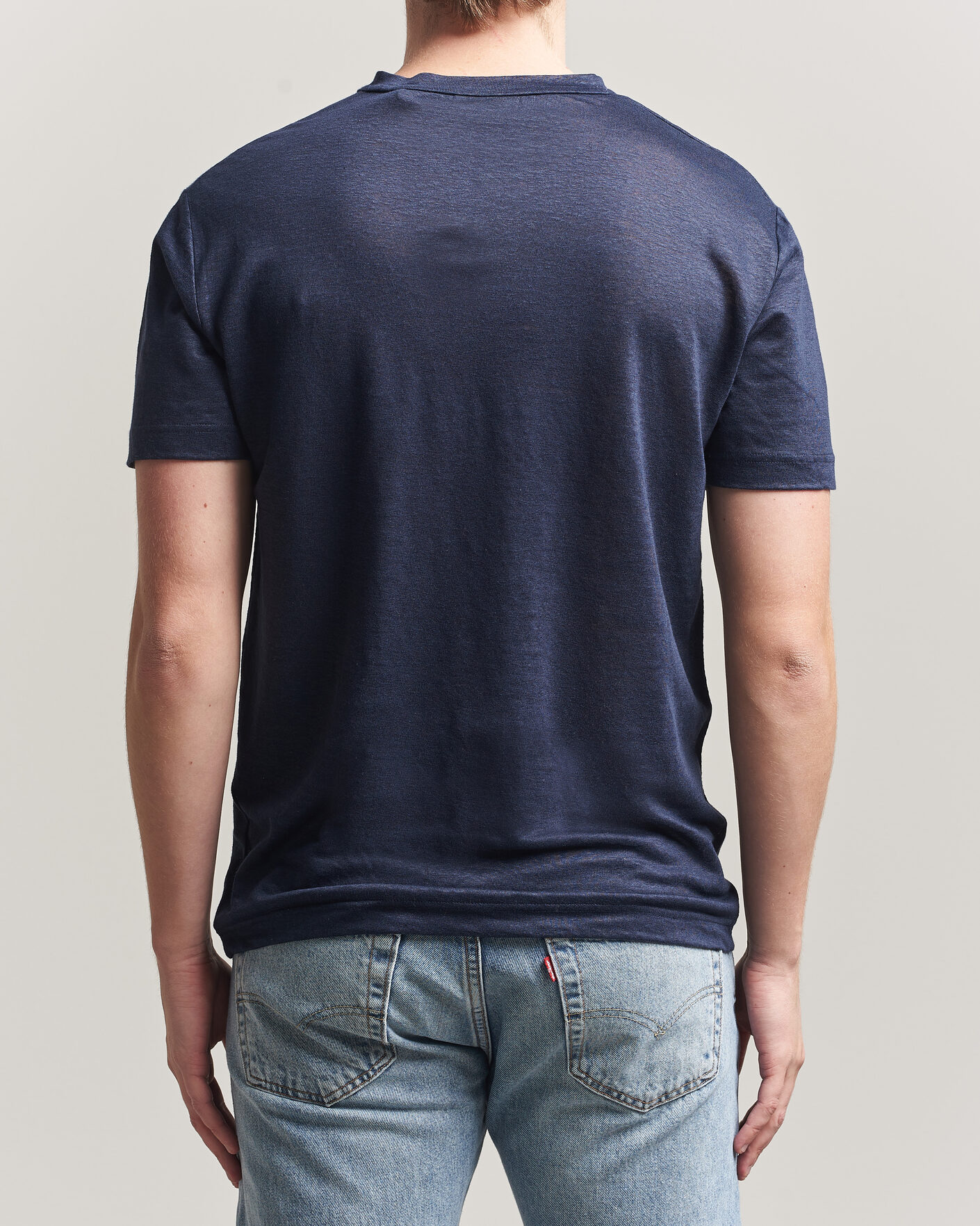 Heren | T-shirts | Gant | Linen T-Shirt Evening Blue