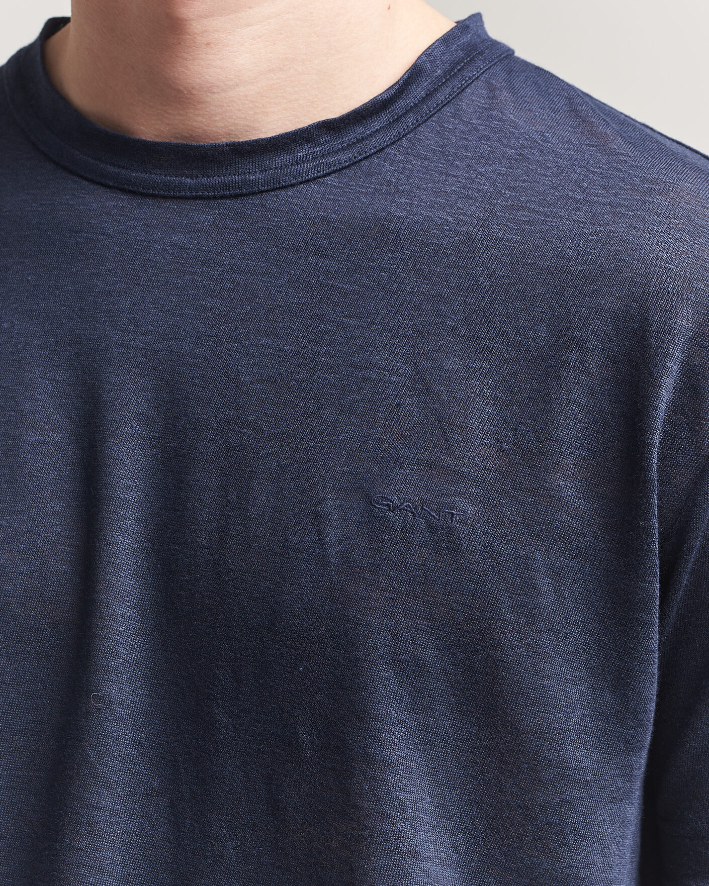 Heren | T-shirts | Gant | Linen T-Shirt Evening Blue