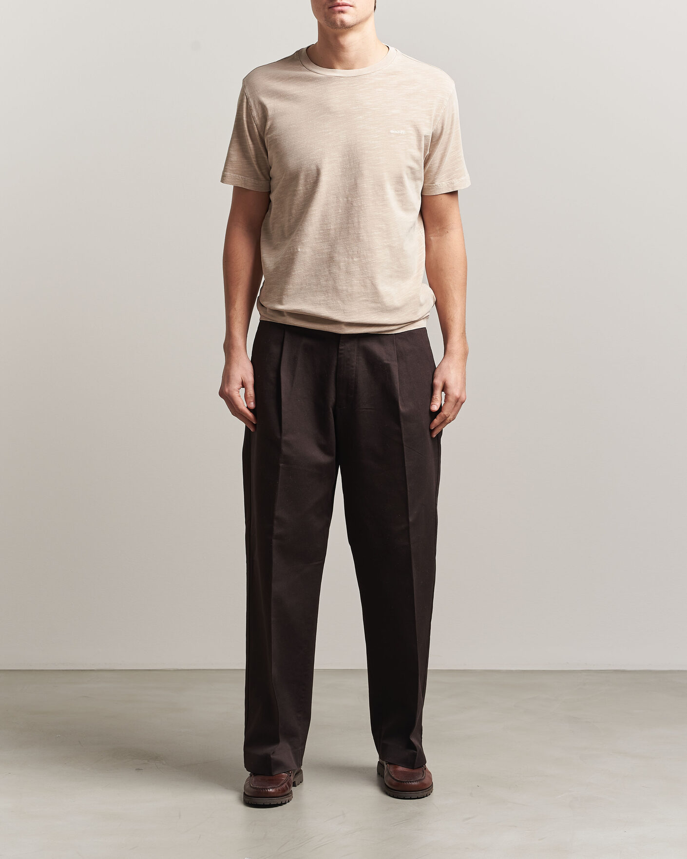 Heren | T-shirts | Gant | Washed Slub T-Shirt Oat Beige